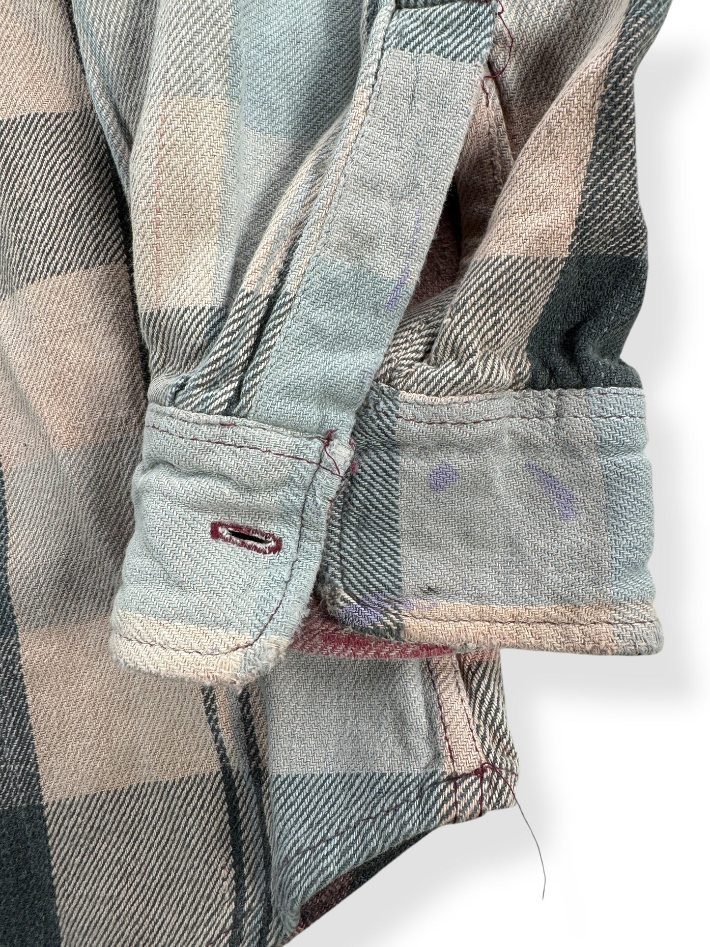 Missing Cuff Button on Vintage WearGuard Faded Cotton Flannel SZ M