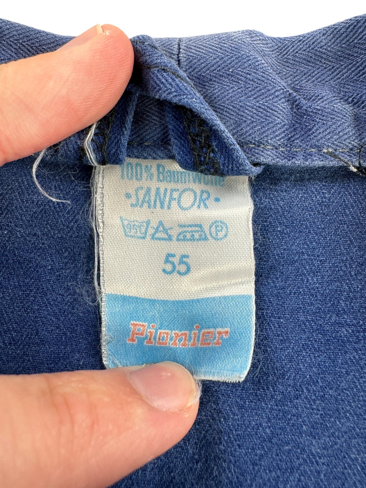 Tag on Vintage HBT Pionier Faded and Repaired Euro Work Jacket SZ L