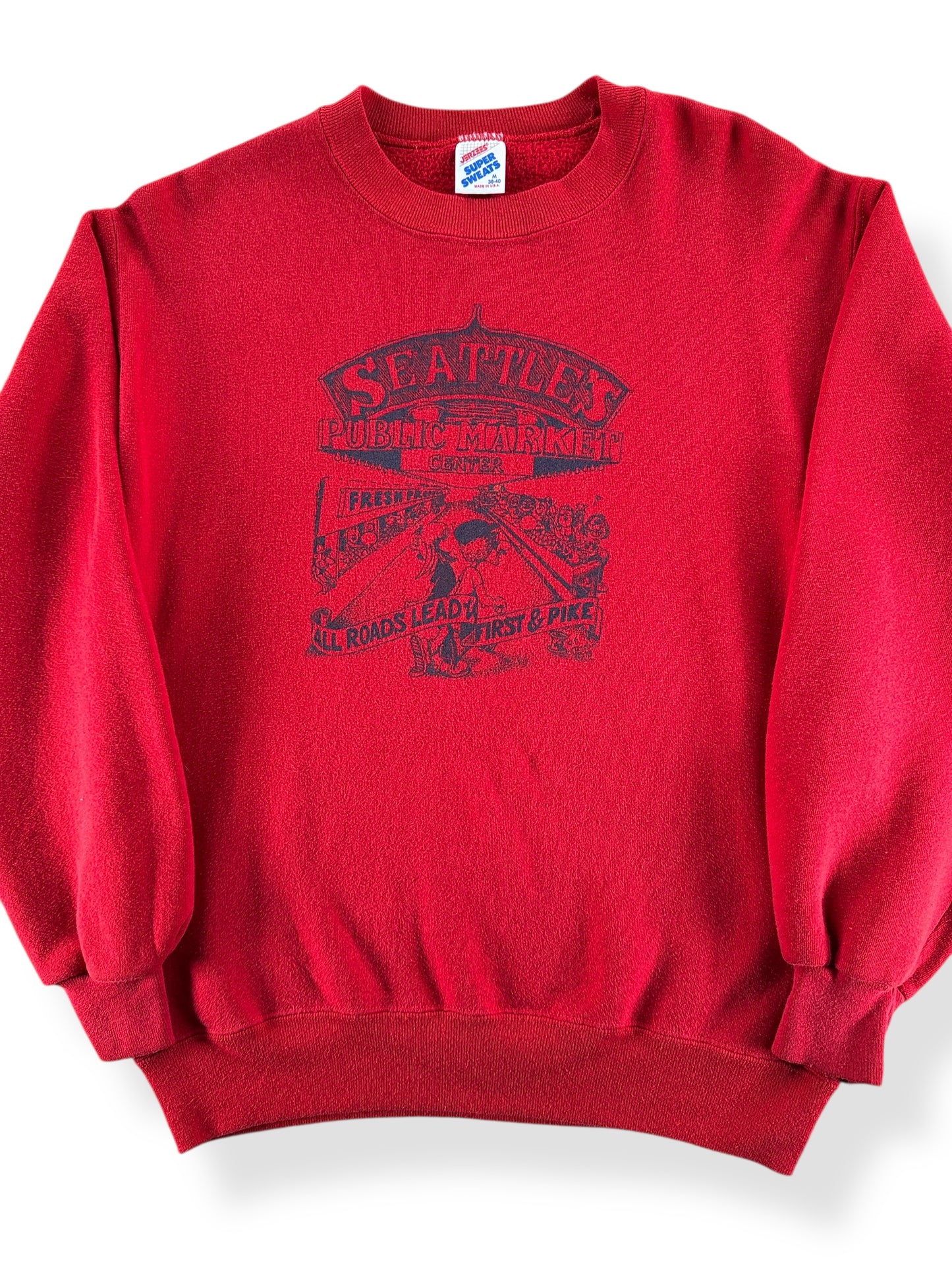 Front Close Up of Vintage '78 Pike Place Crewneck SZ M