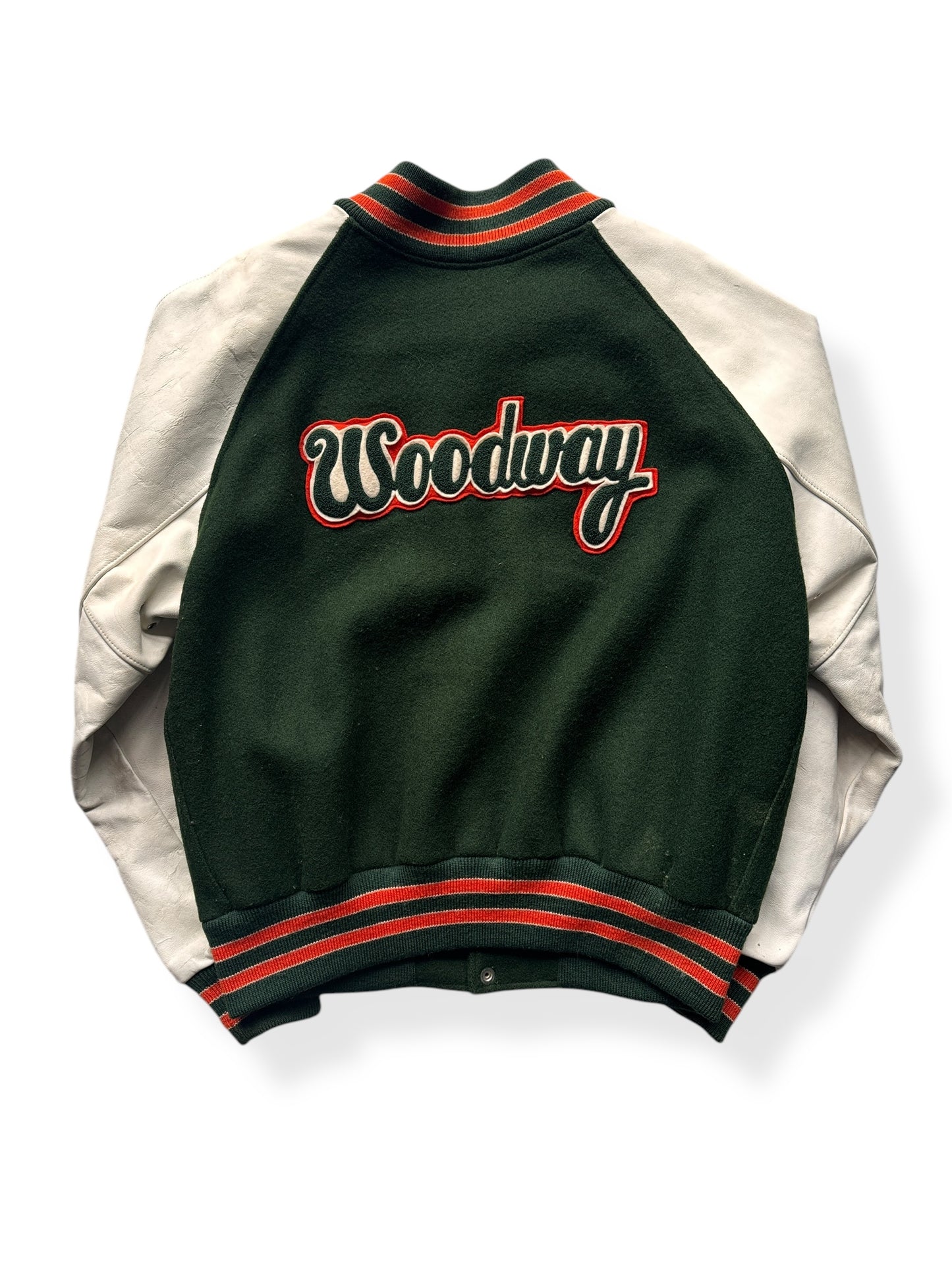 Back of Vintage 1987 Woodway Varsity Jacket SZ XL
