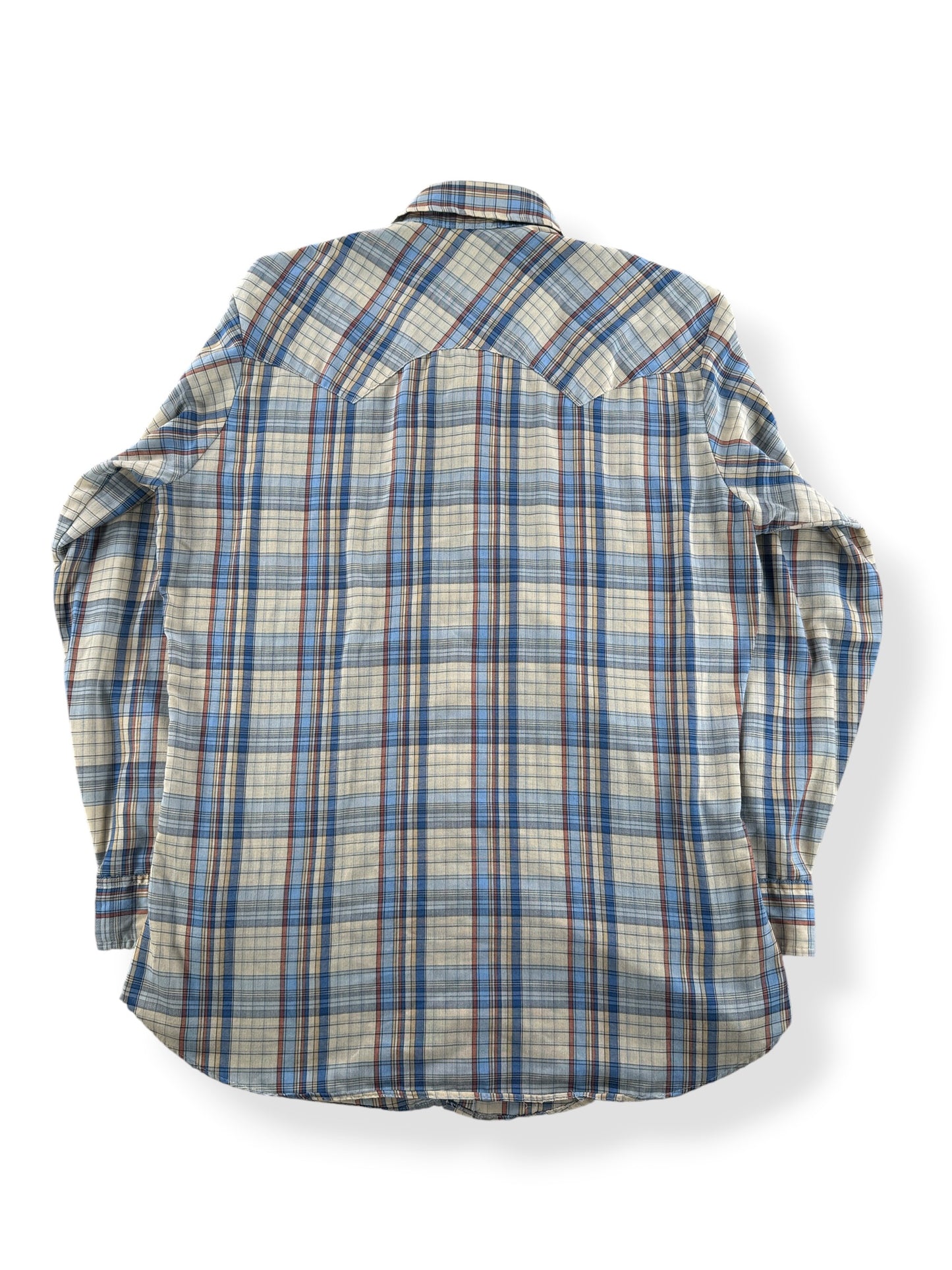 Back of Vintage Levi's Plaid Pearlsnap SZ L