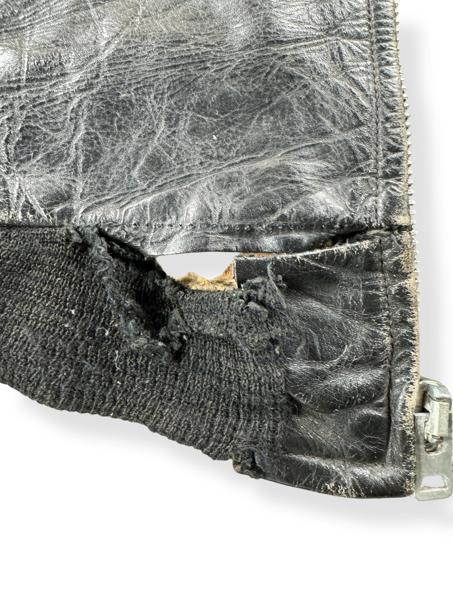 Damage on Vintage Distressed Kurland by Star Sportswear Leather Jacket SZ M AS IS