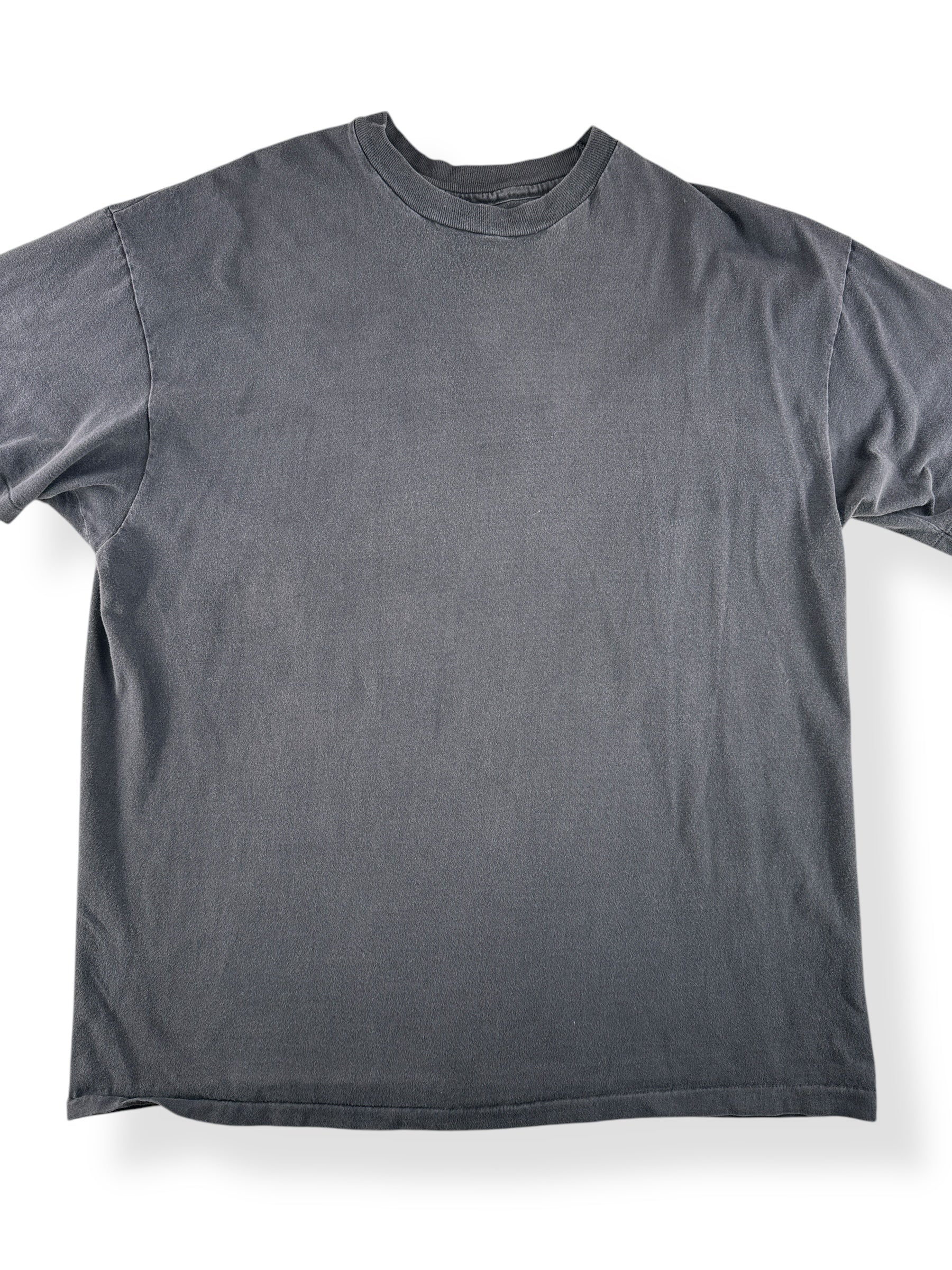Front Close Up of Vintage Faded Black Hanes Beefy Tee SZ XL