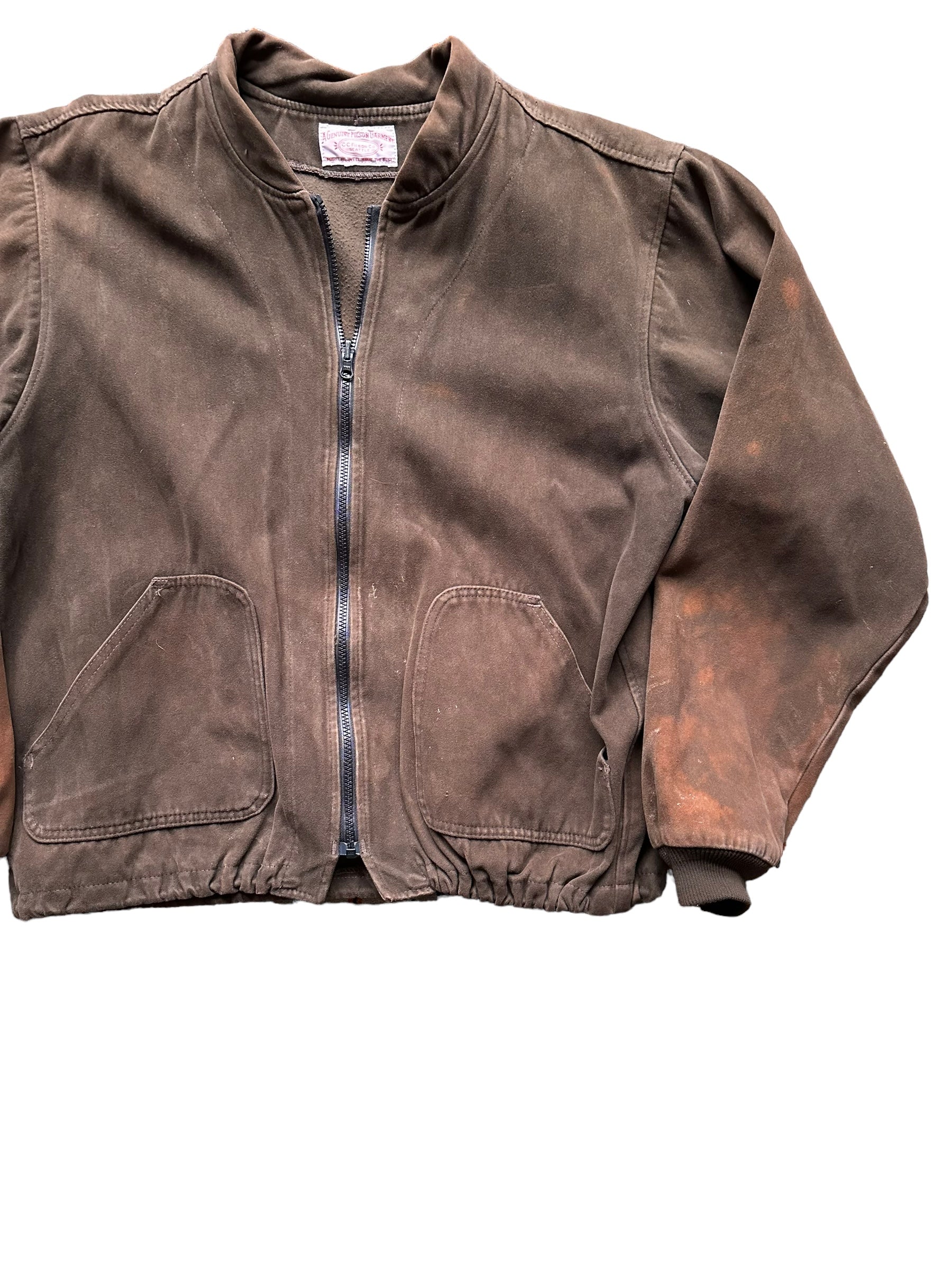 Front Left View of Filson Moleskin Brown Liner SZ XL |  Filson Bargain Outlet Seattle | Barn Owl Vintage