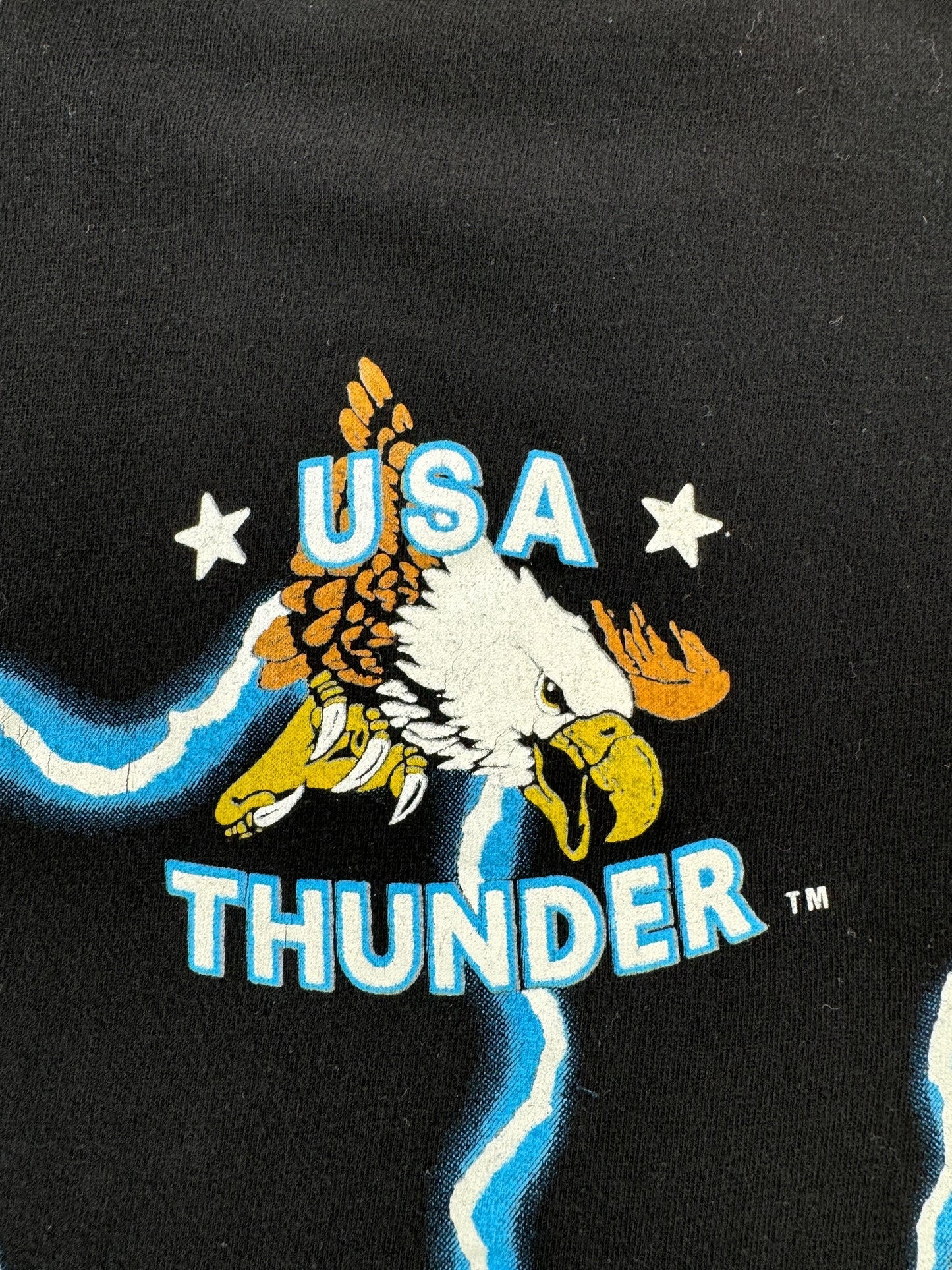 Back Logo on Vintage American Thunder Wolf Tee SZ XXL