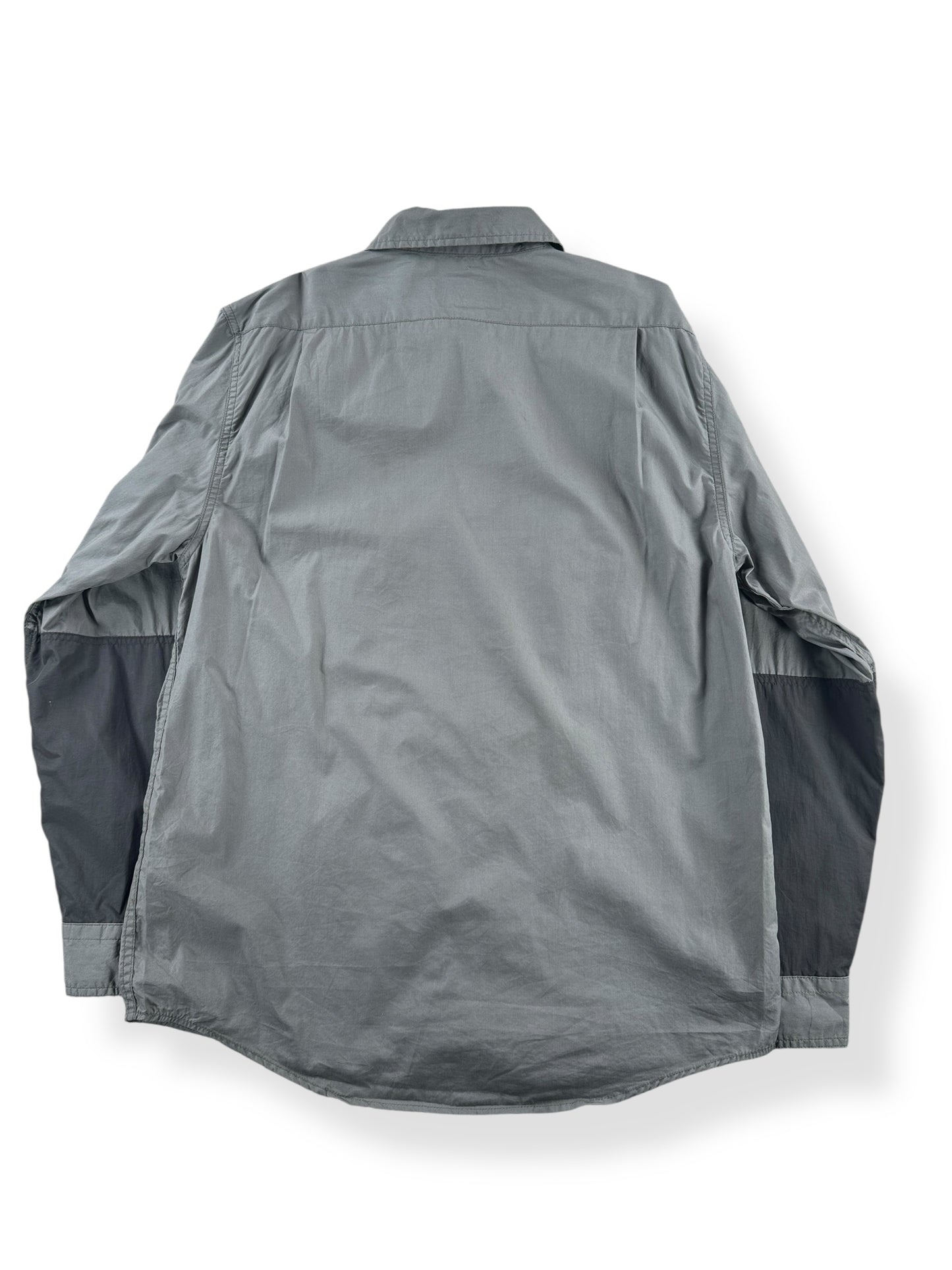 Back of Filson Light Olive Left Handed Light Shooting Shirt SZ M