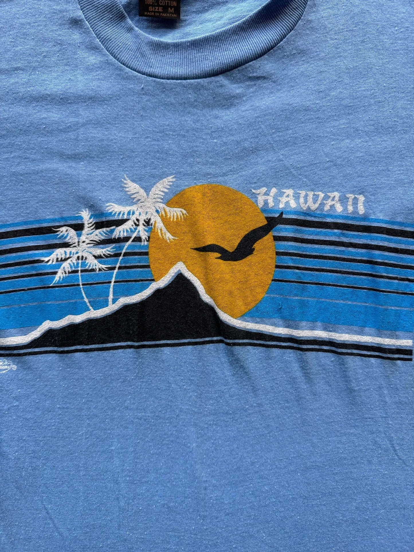 front graphic of Vintage Light Blue Hawaii Tee SZ M