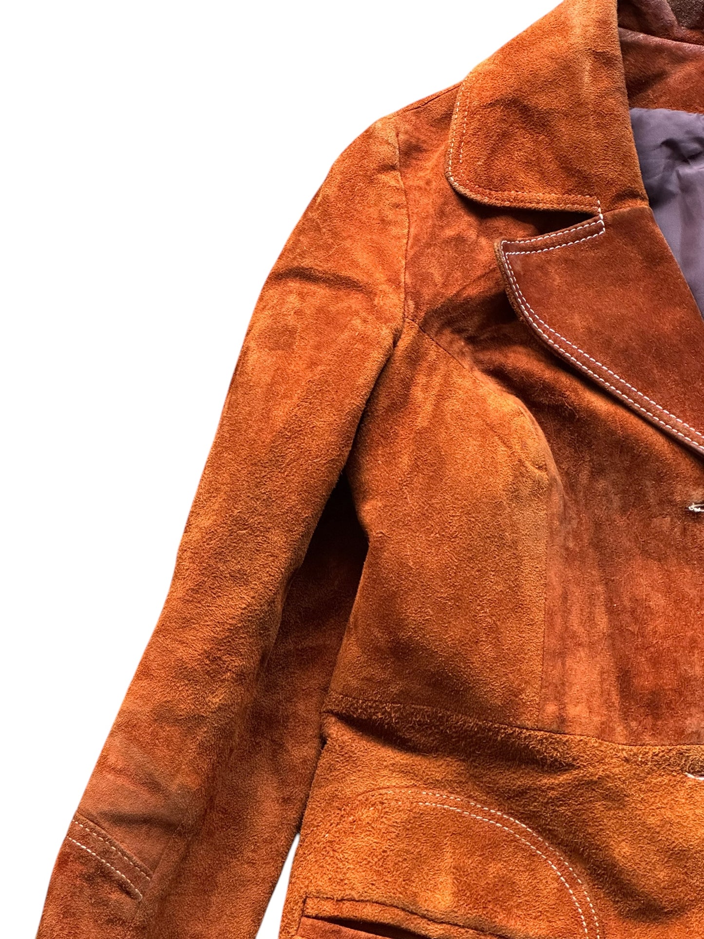Right shoulder of 1970s Brown Suede Coat M