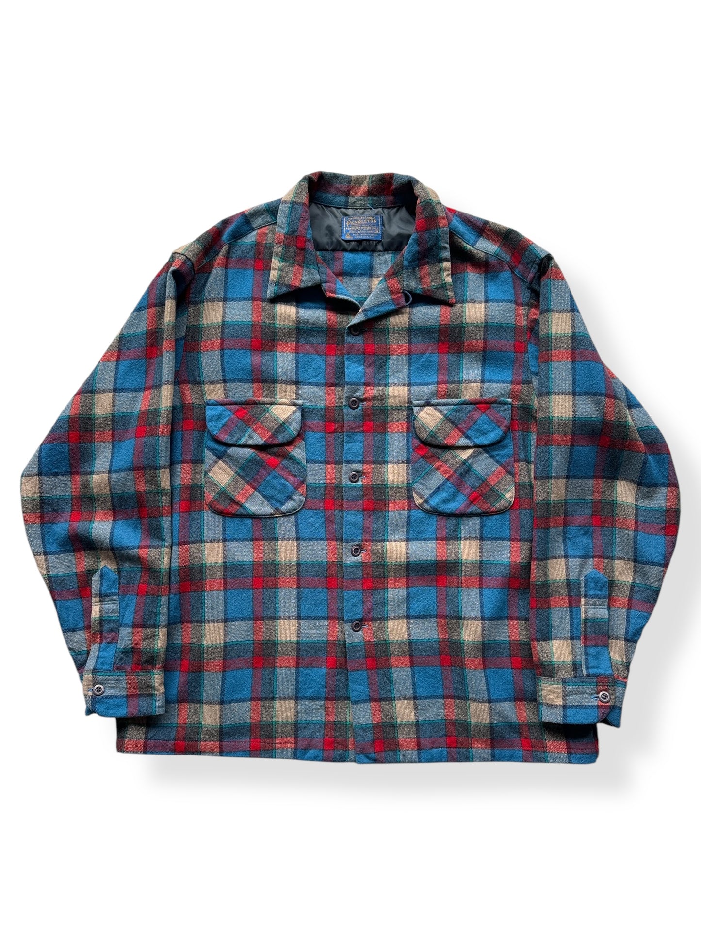 Front of Vintage Pendleton Blue and Red Board Shirt SZ XL