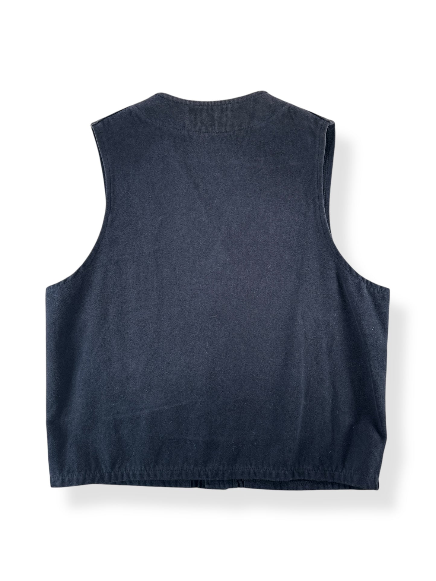 Back of Modern Black Moleskin Filson Vest SZ L