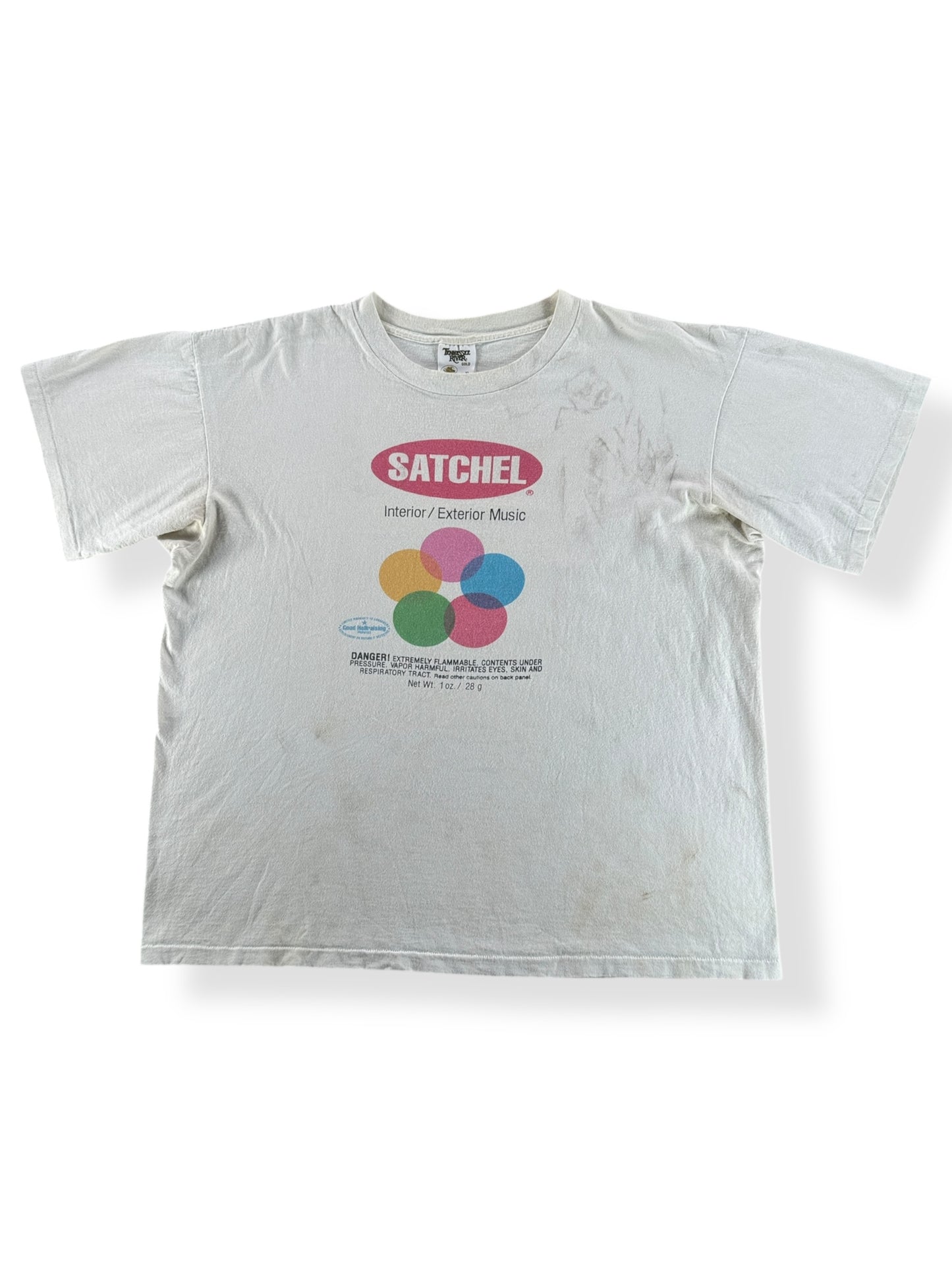 Front of Vintage Satchel Interior/Exterior Music Tee SZ XL