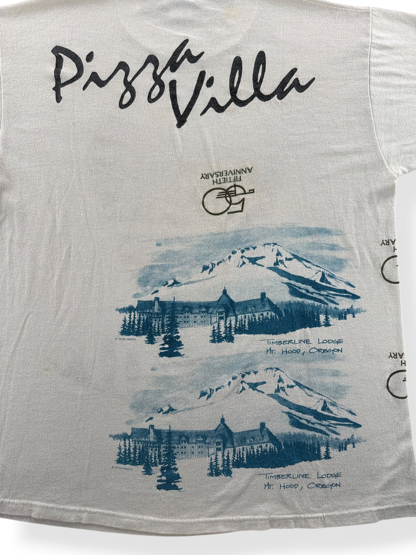 Back graphic of Vintage Pizza Villa Test Print Tee SZ L (Fits M)