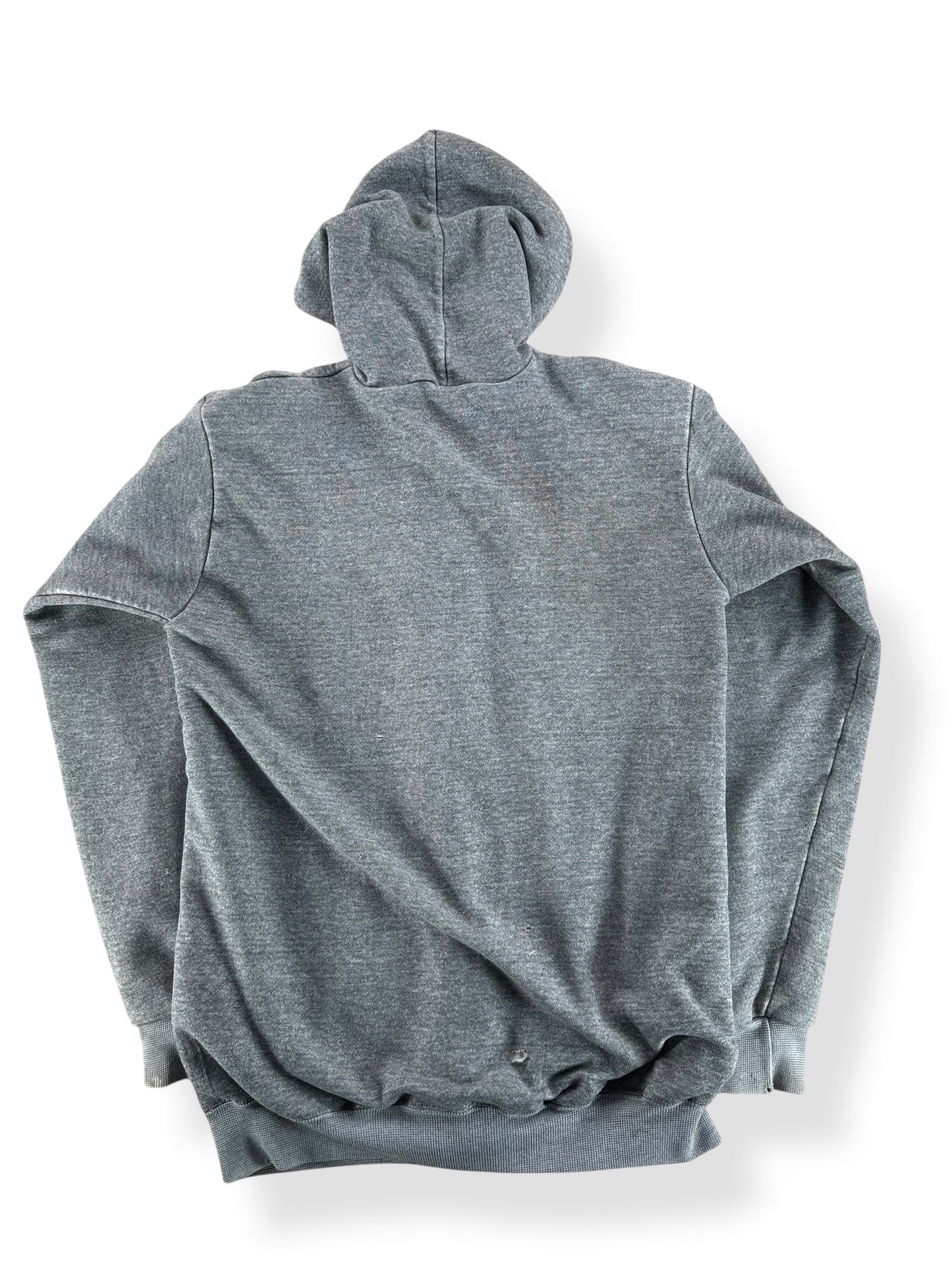 Back of Vintage Thermal Lined Zip Up Grey Hoodie SZ S
