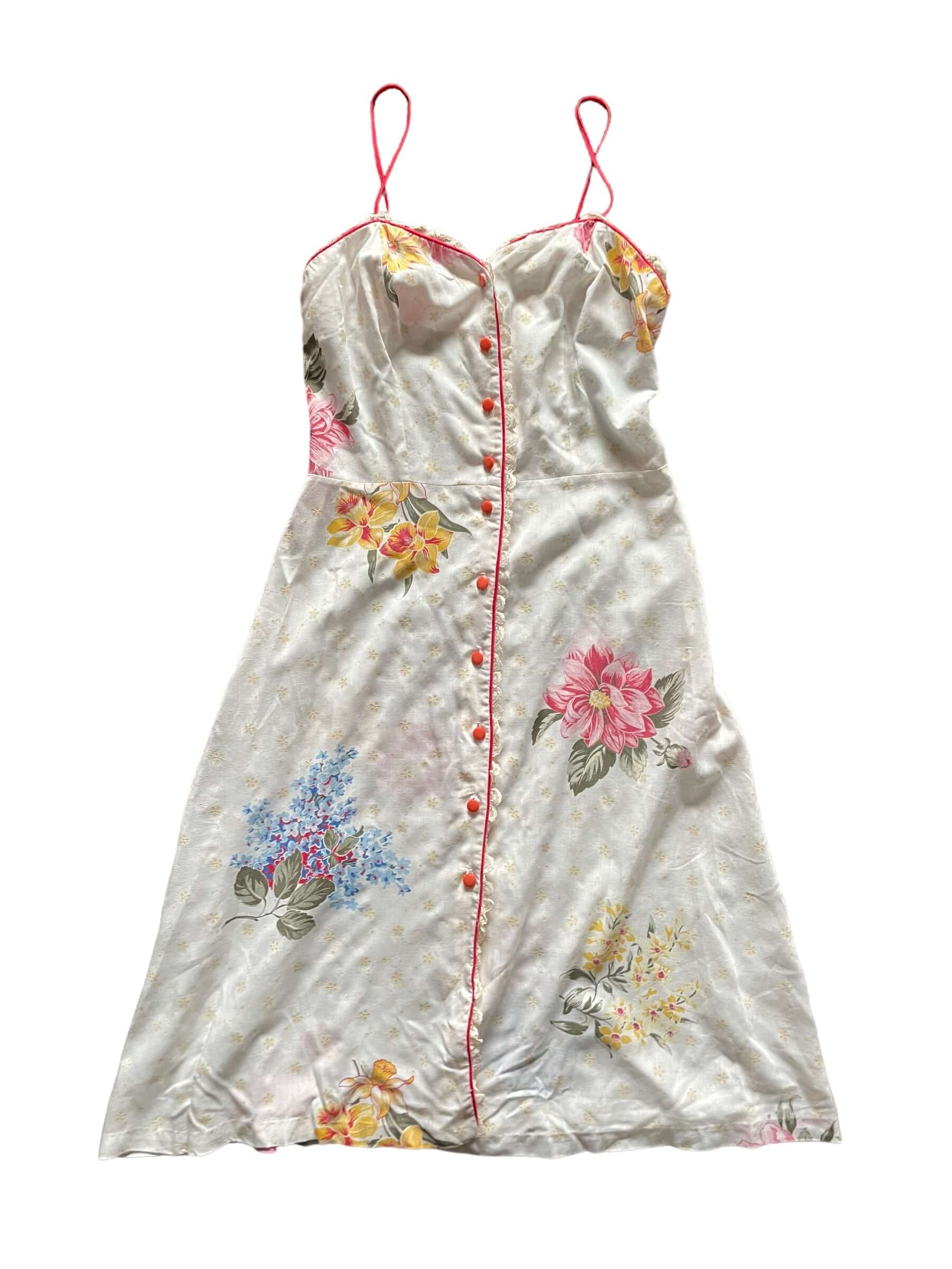 Vintage 1970s Floral Sun Dress With Spaghetti Straps SZ S Vintage 1970s Floral Sun Dress With Spaghetti Straps SZ S