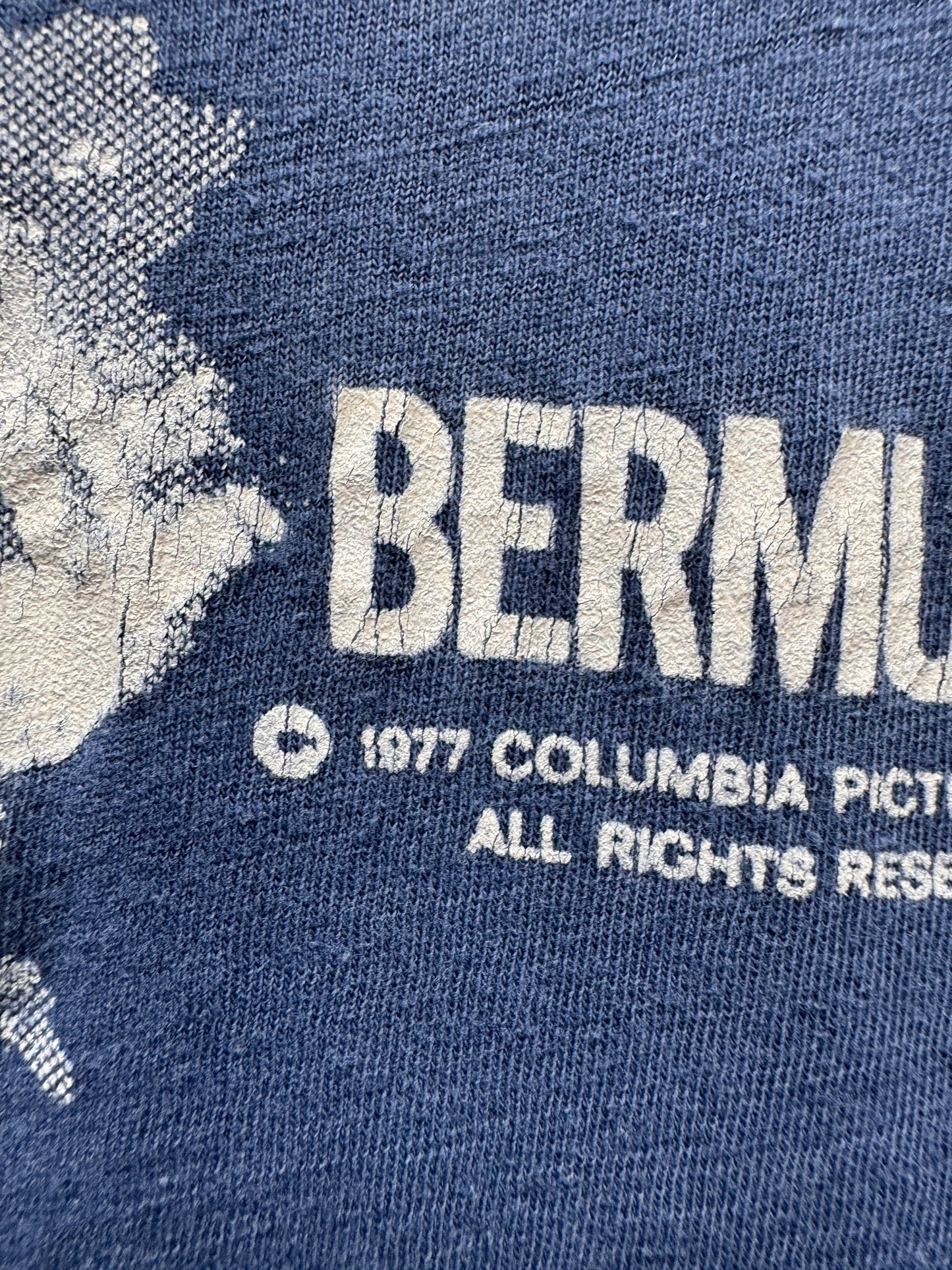 trademark date on Vintage 1977 The Deep Movie Promo Tee w/ Insane Fade SZ S-M