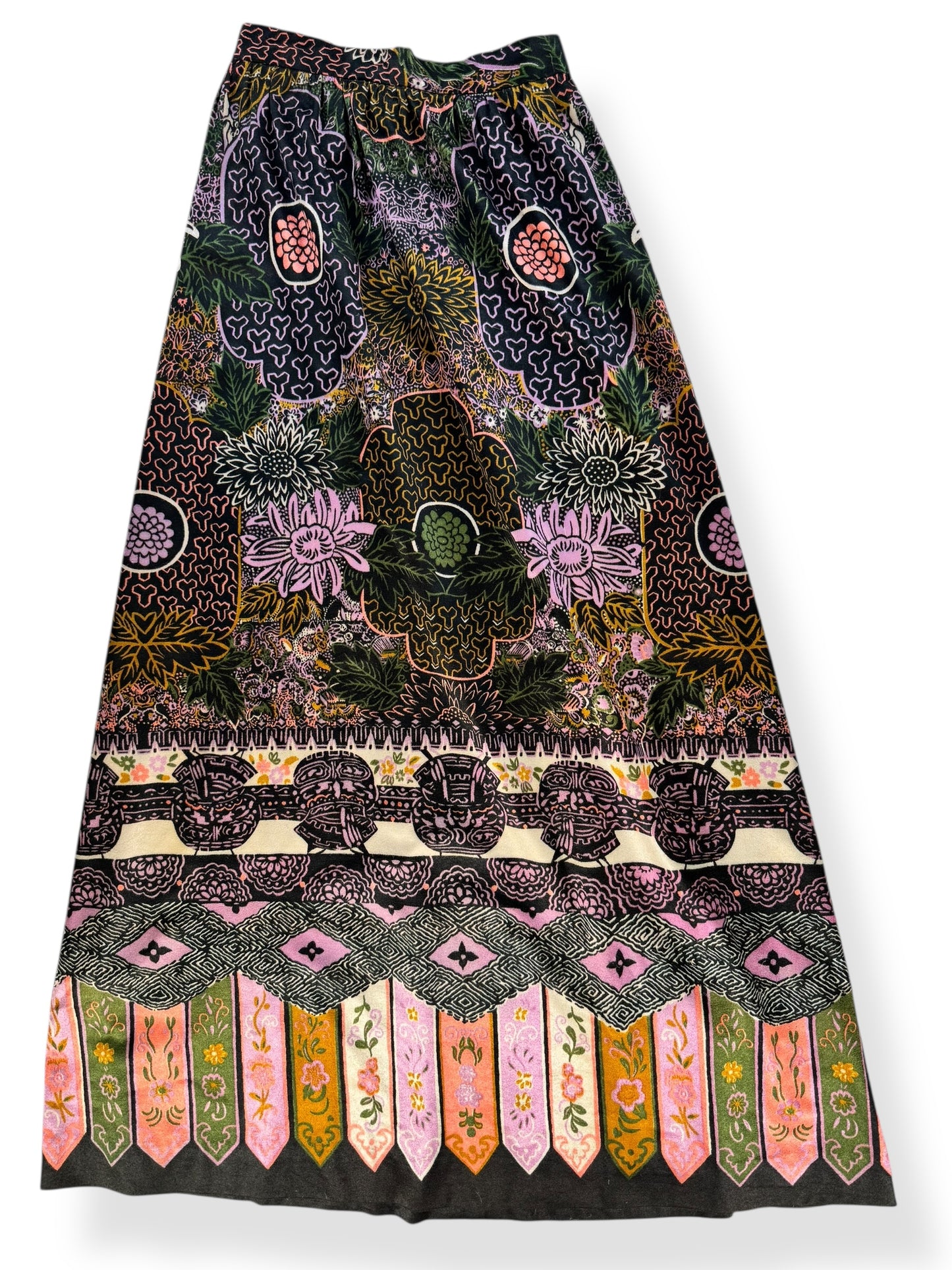 Front 1960s Patterned Maxi Skirt S