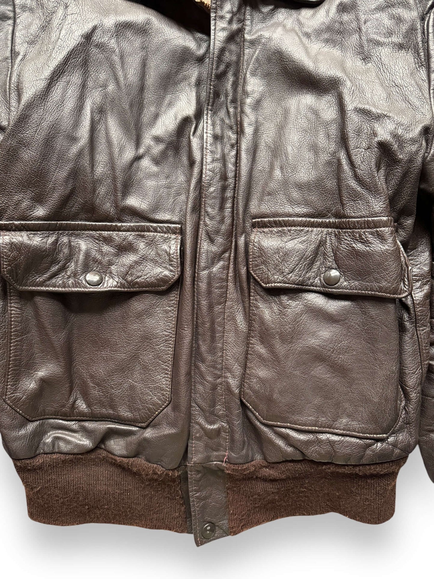 pockets on Vintage 30s/40s Era Californian Goatskin A-2 Leather Jacket SZ 40