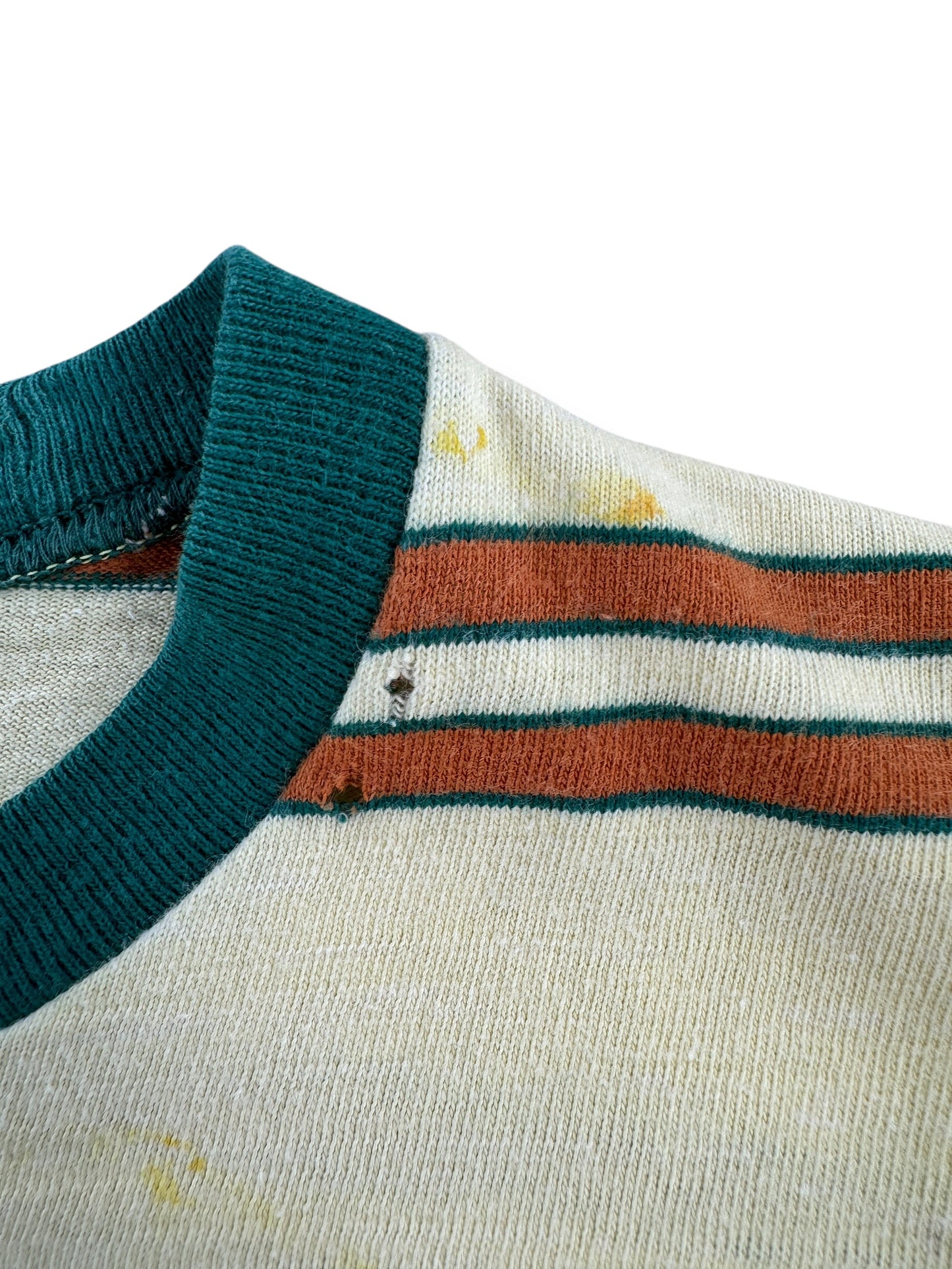 Stains and Damage on Vintage Penney's Towncraft Striped Long Sleeve Tee SZ S