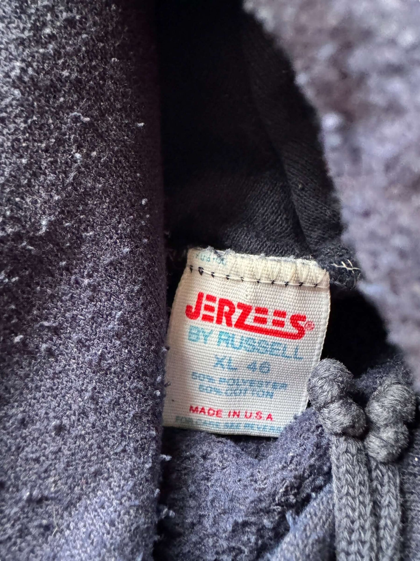 Tag on Vintage Jerzees Navy Blank Hoodie SZ L
