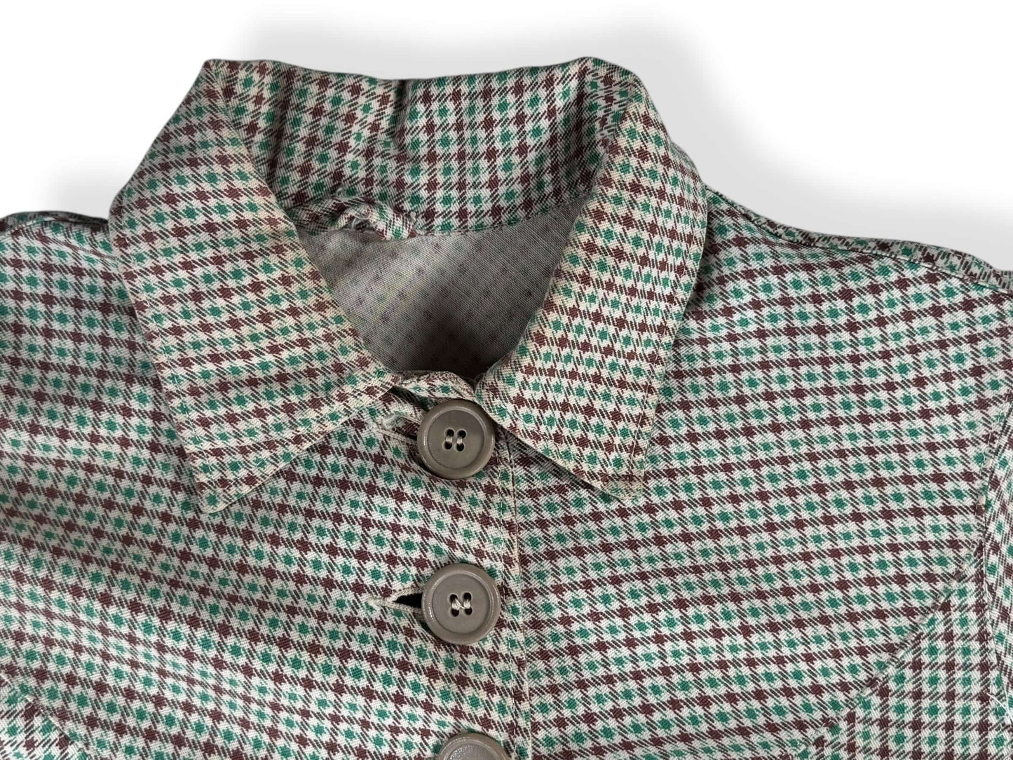 Collar view of 1940s Houndstooth Cotton House Coat L