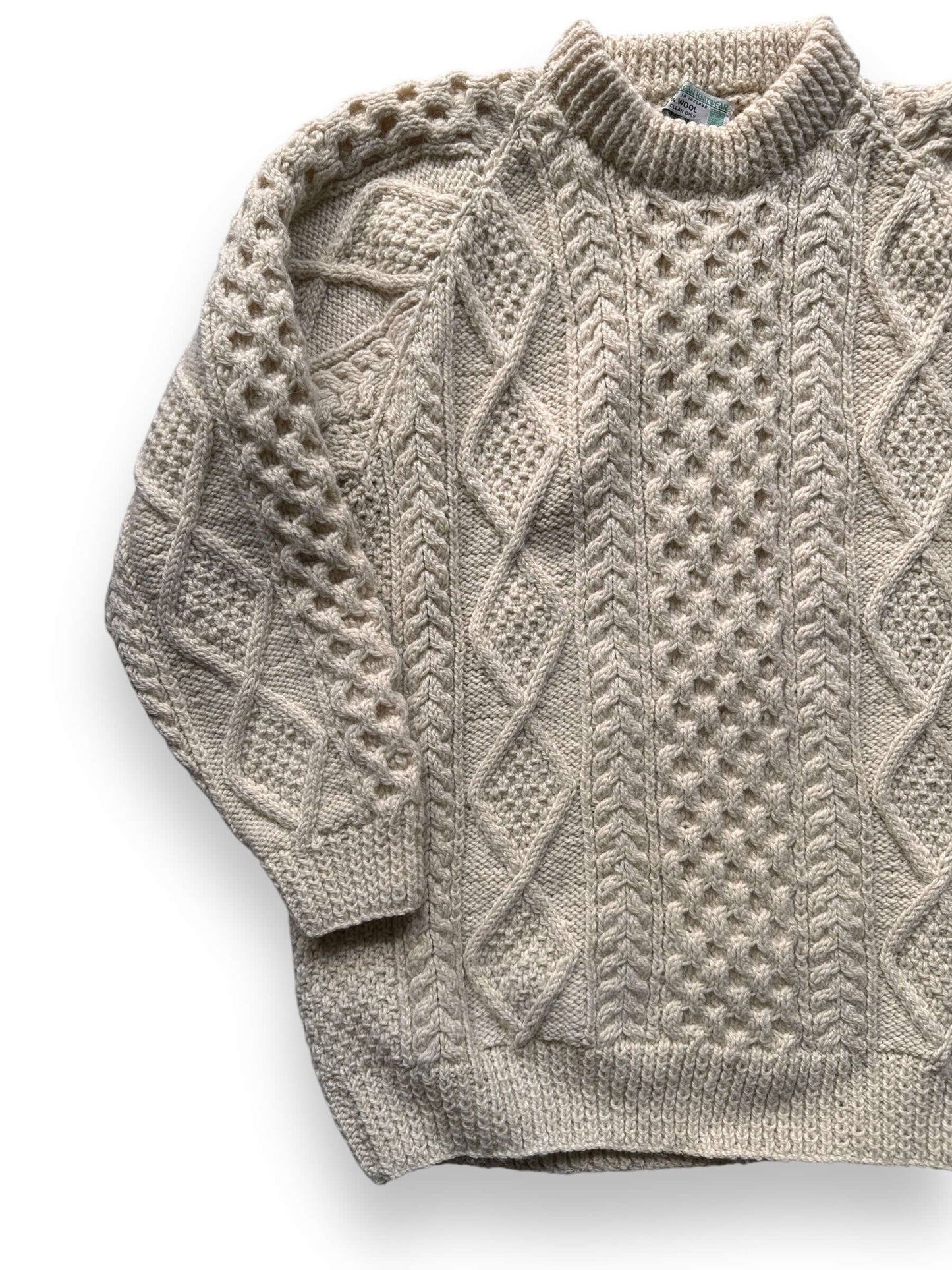 front right of Vintage Ronnie Hannigan Irish Wool Sweater SZ XL