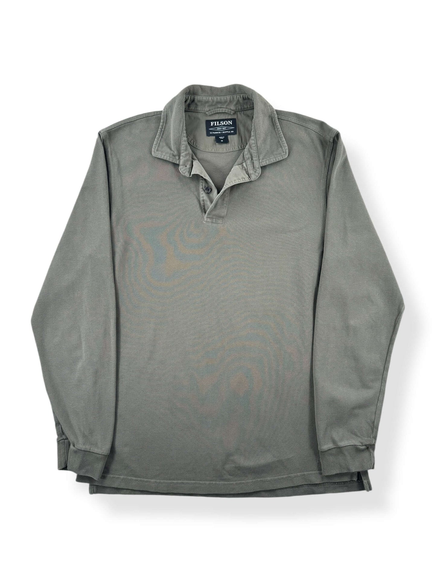 Front of Filson Long Sleeve Polo Shirt SZ M