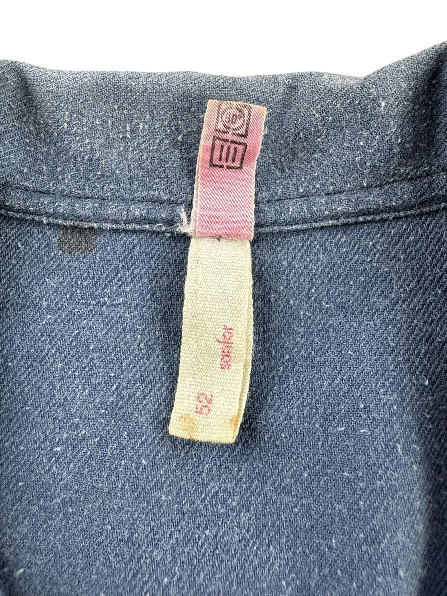 Tag on Vintage Faded French Work Blouse SZ L