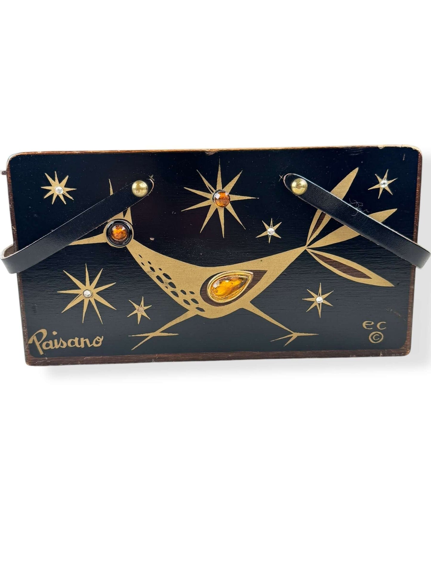 Front view of 1964 Enid Collins Paisano Roadrunner Box Purse