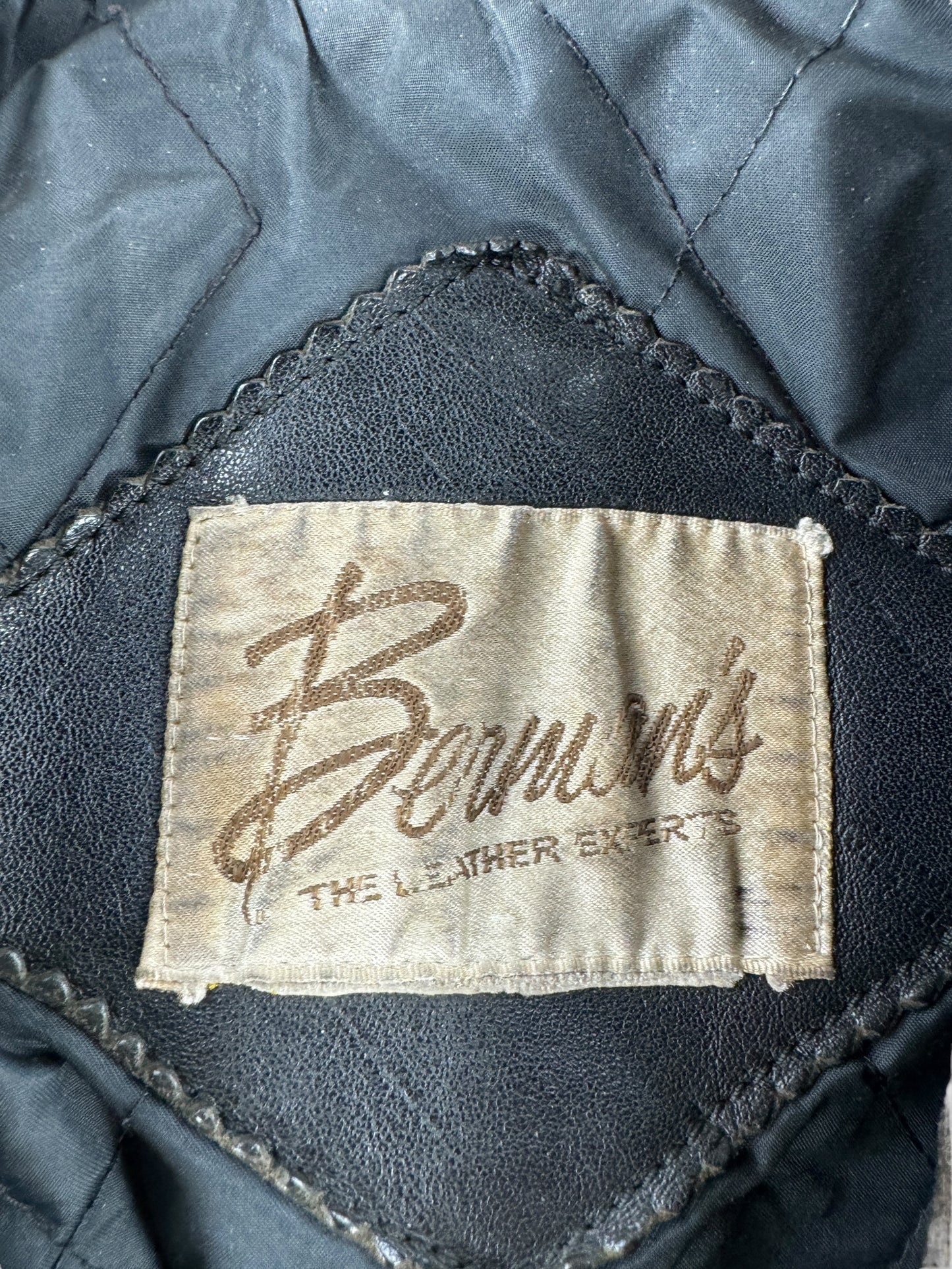 Tag on Vintage Bermans Leather Jacket SZ M