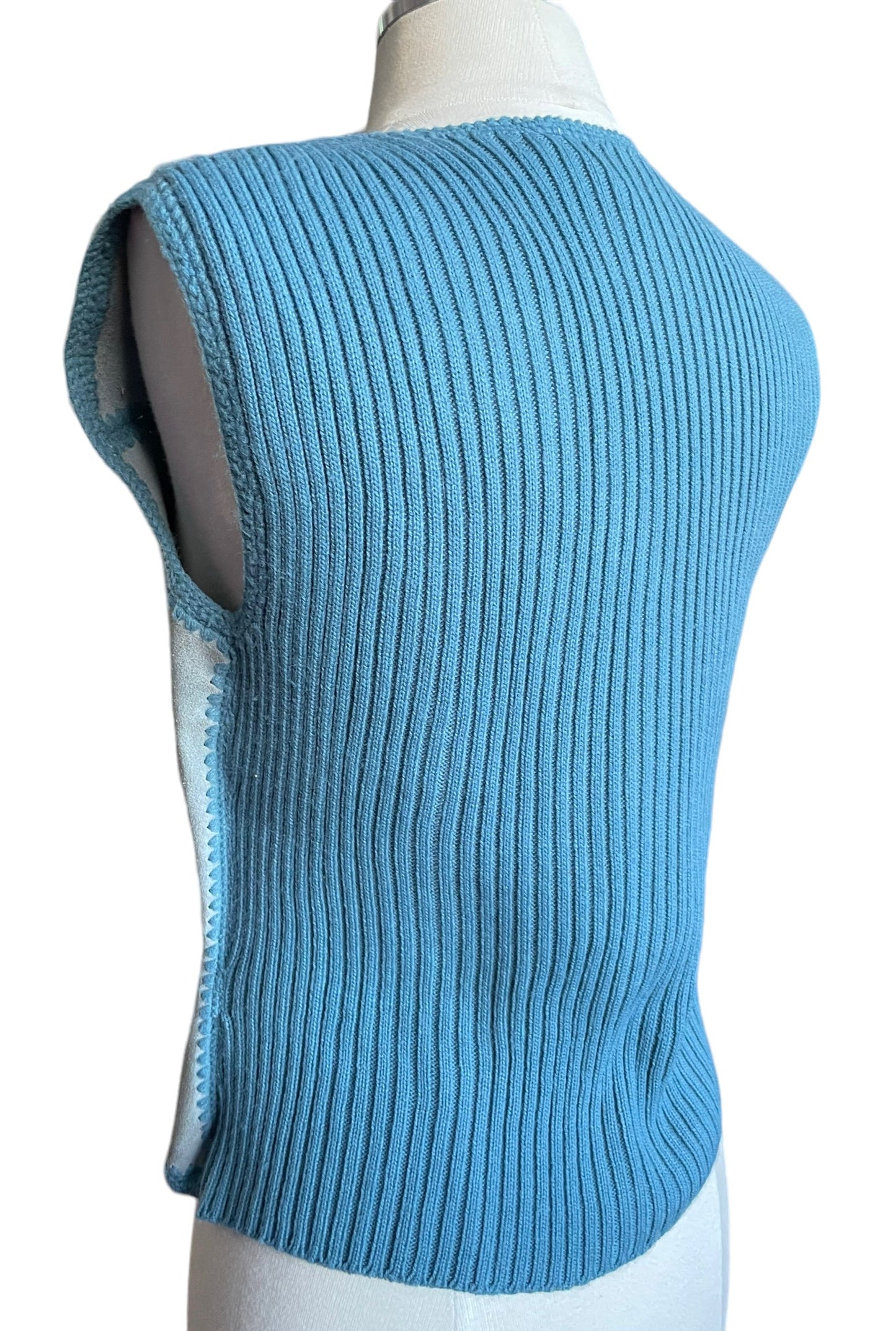 Back left side view of Vintage 1970s Suede Sweater Vest | Seattle True Vintage | Ladies Sweaters and Tops