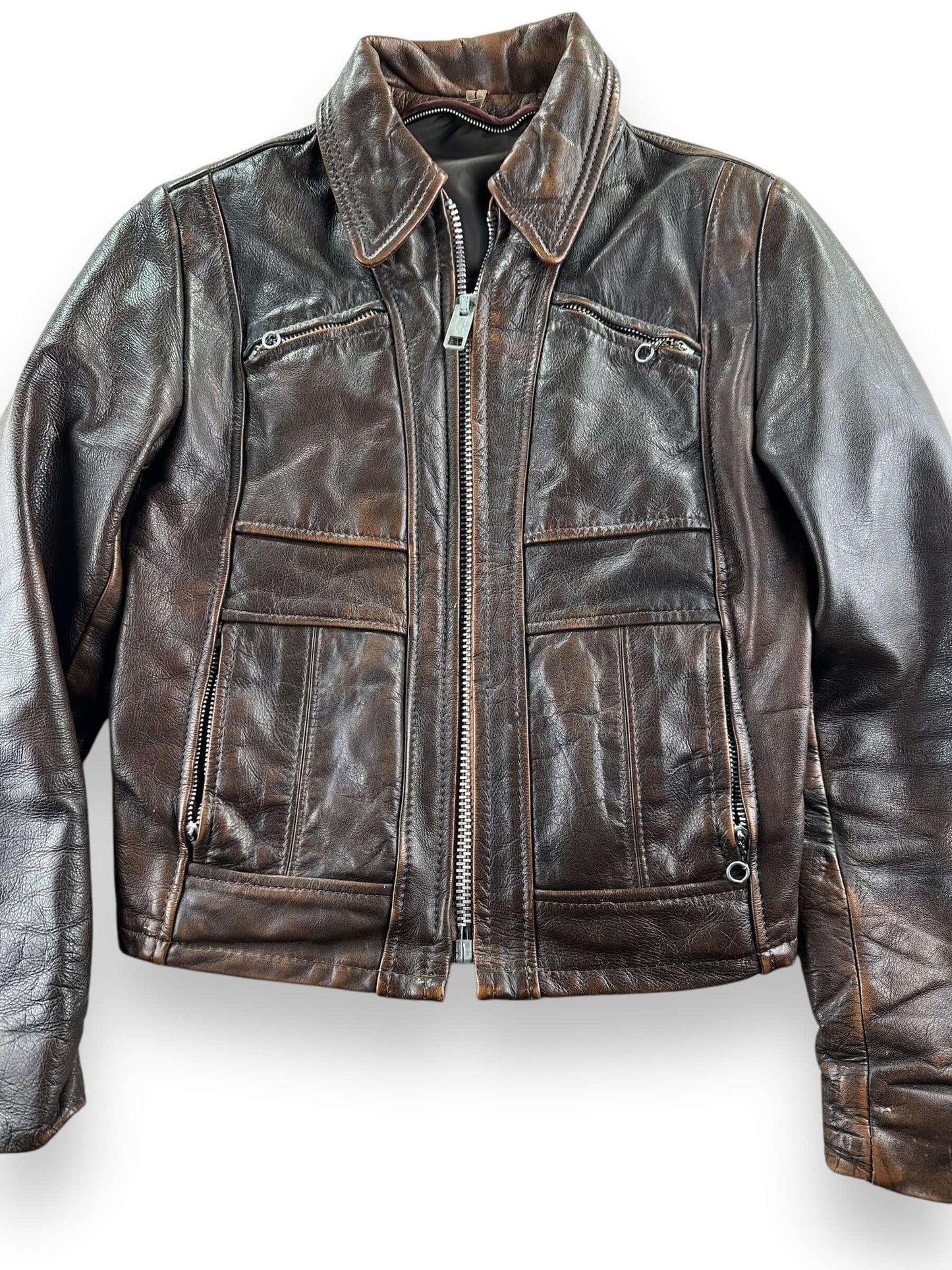 front close up of Vintage Lesco Leathers Jacket SZ XS