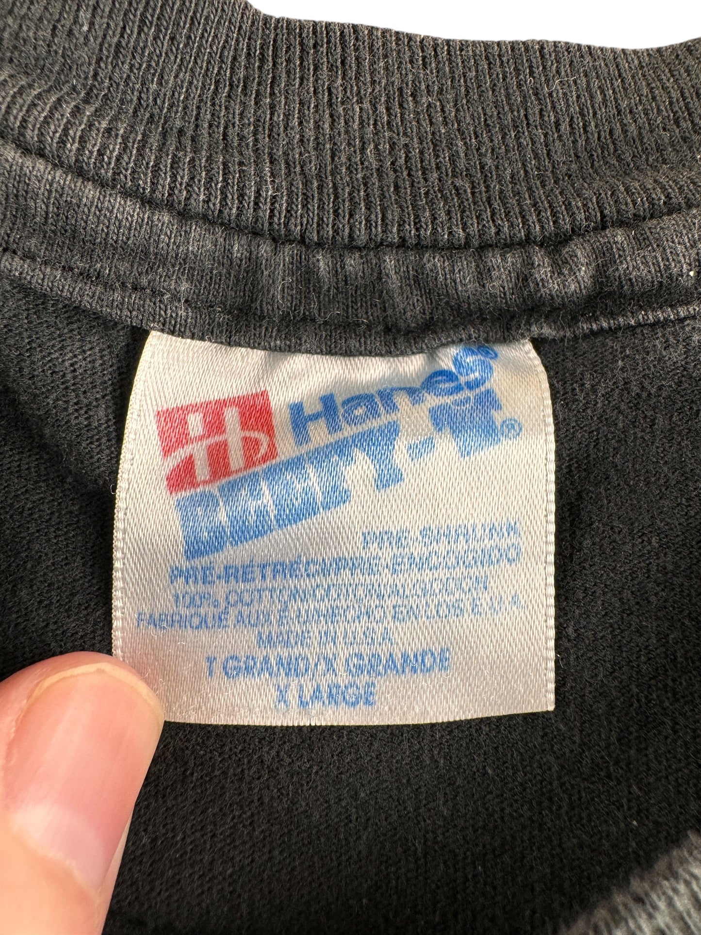 Tag on Vintage Faded Black Hanes Beefy Tee SZ XL