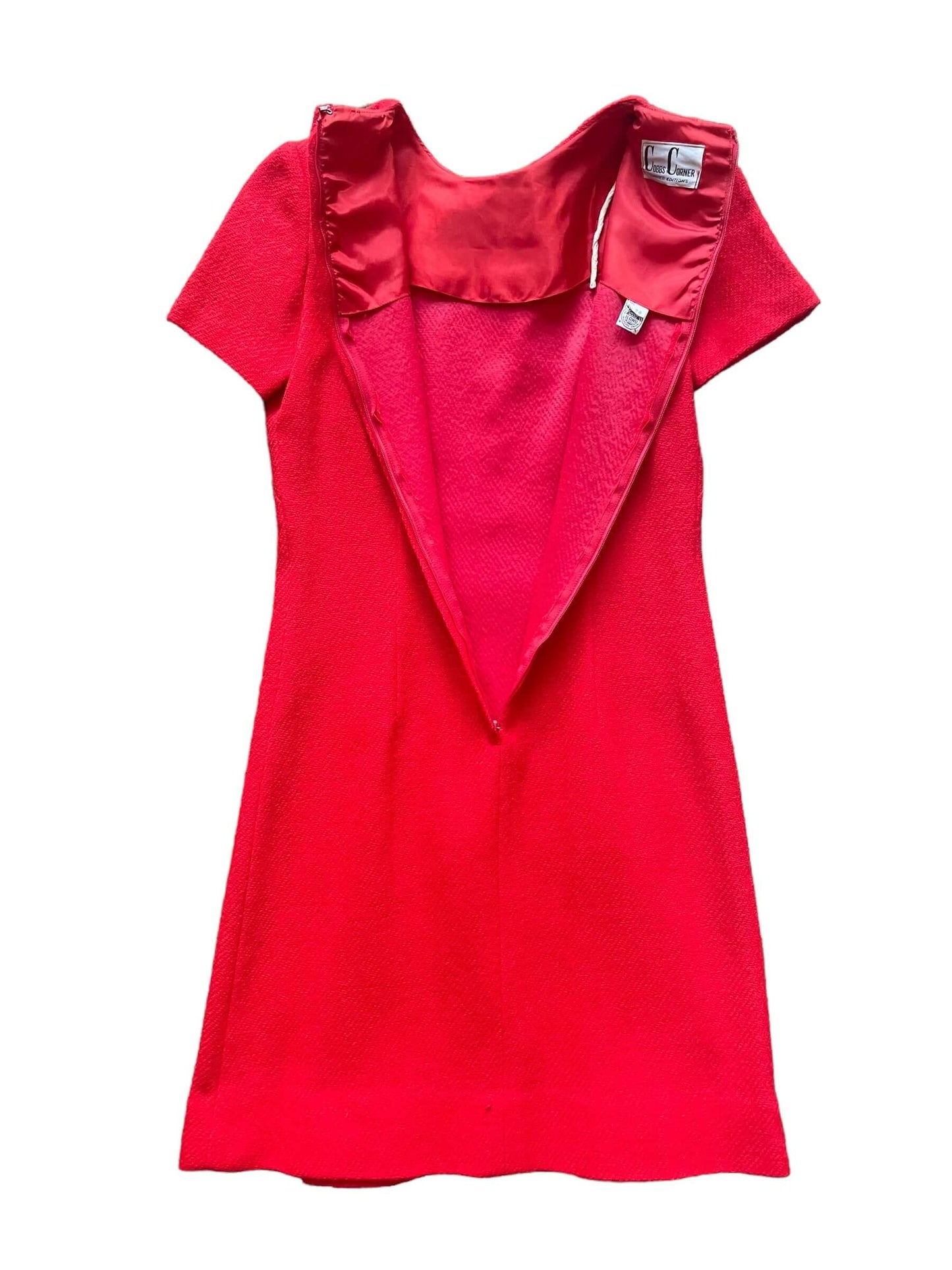 Open back zipper view of Vintage 1960s Cobb's Corner Red Mod Dress SZ M | Barn Owl True Vintage | Seattle Vintage Dresses