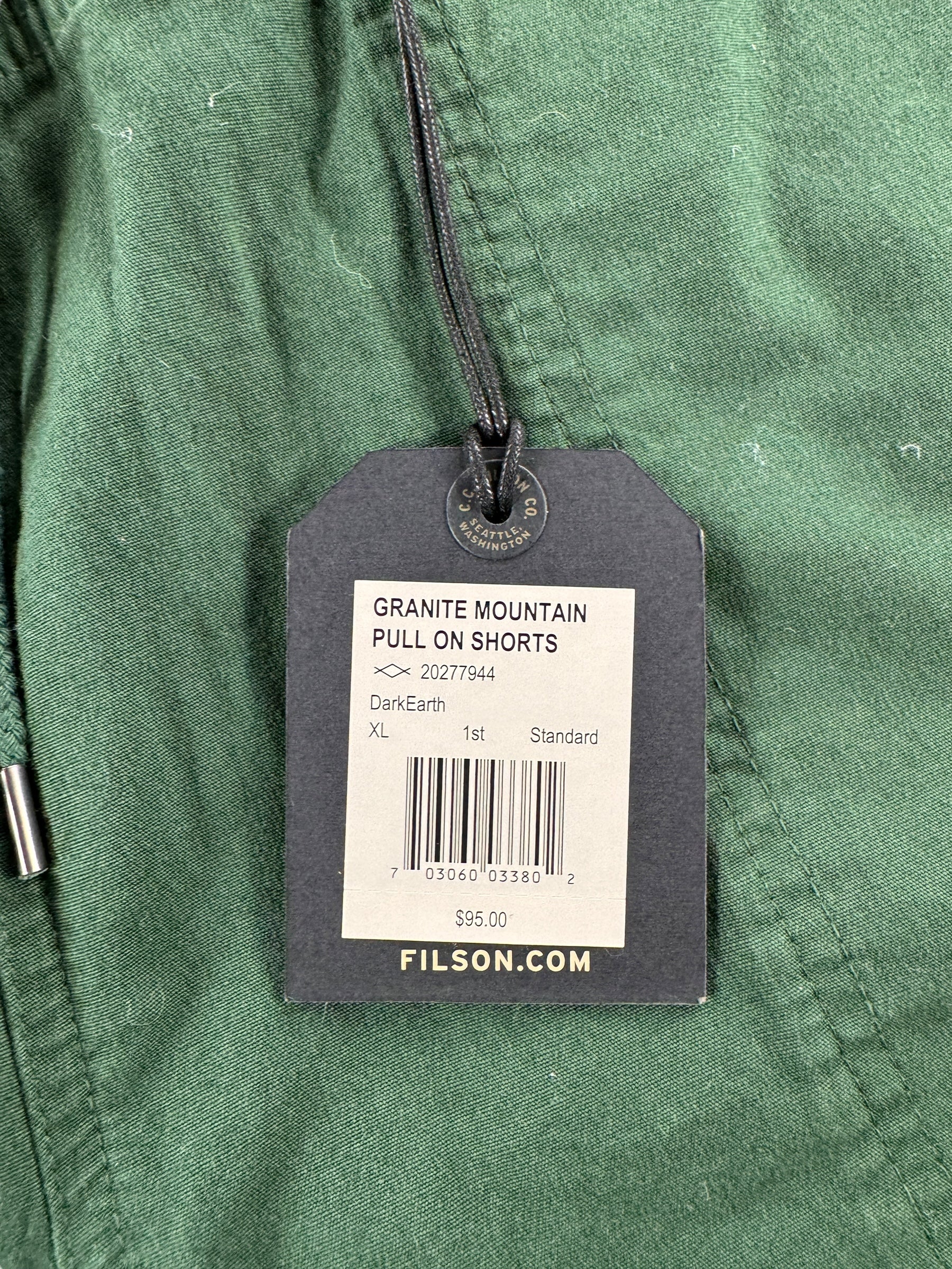 Paper Tag on Modern NWT Filson Granite Mountain Pull On Shorts SZ XL
