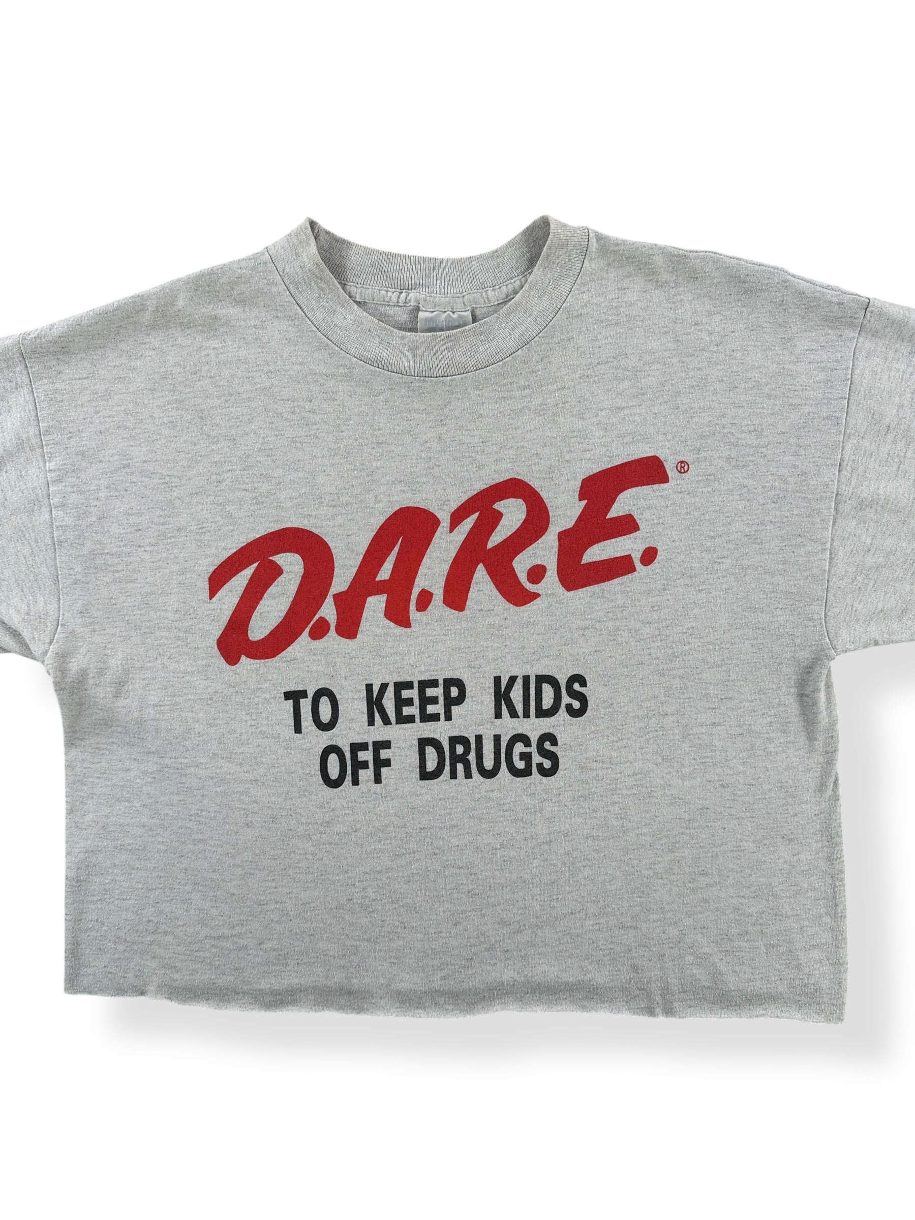 Front Close Up of Vintage DARE Crop Top Tee SZ M
