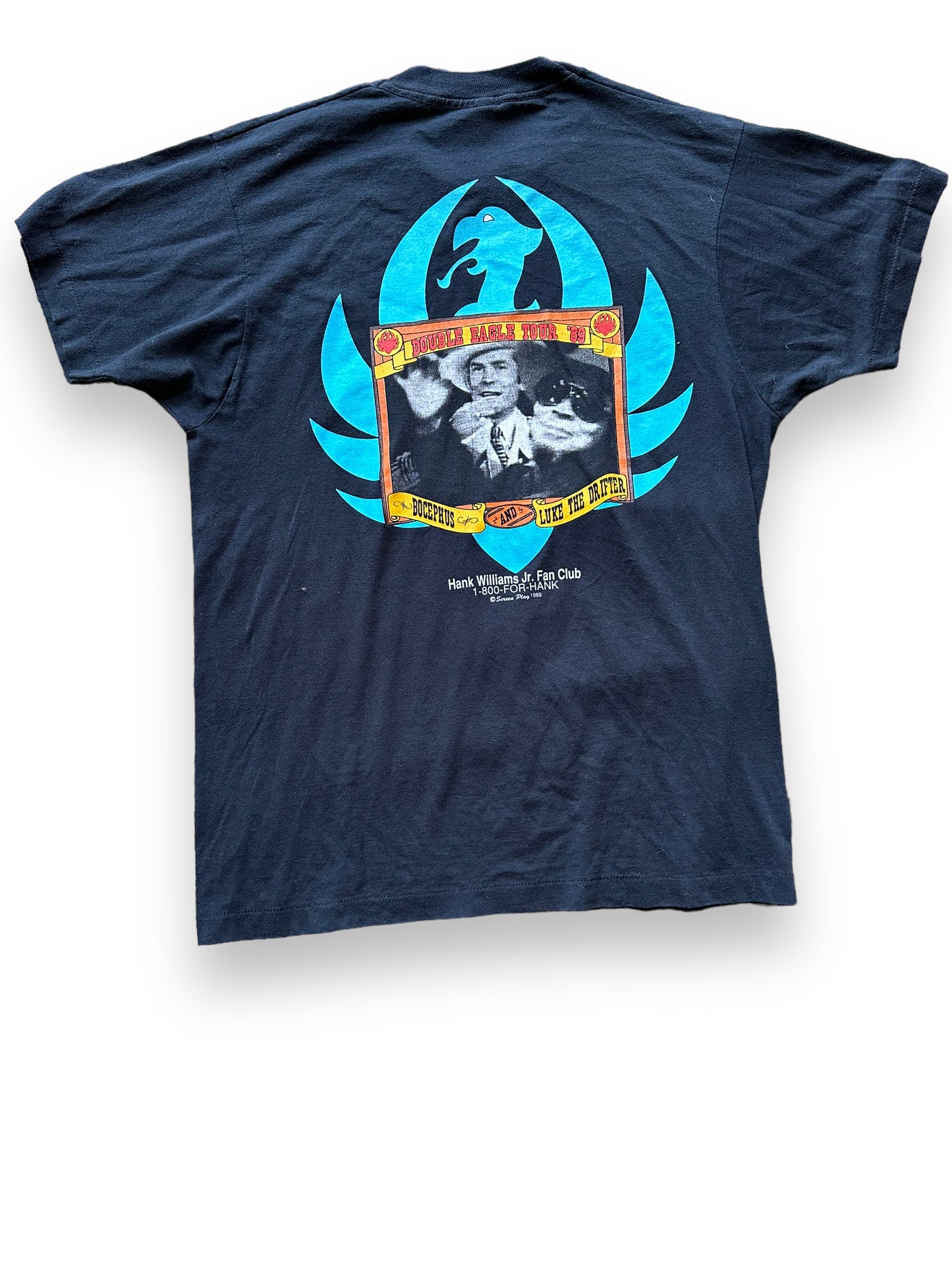Rear View of Vintage Hank Williams Jr There's a Tear In My Beer Tee SZ L | Vintage Country Music Tees Seattle | Barn Owl Vintage Goods
