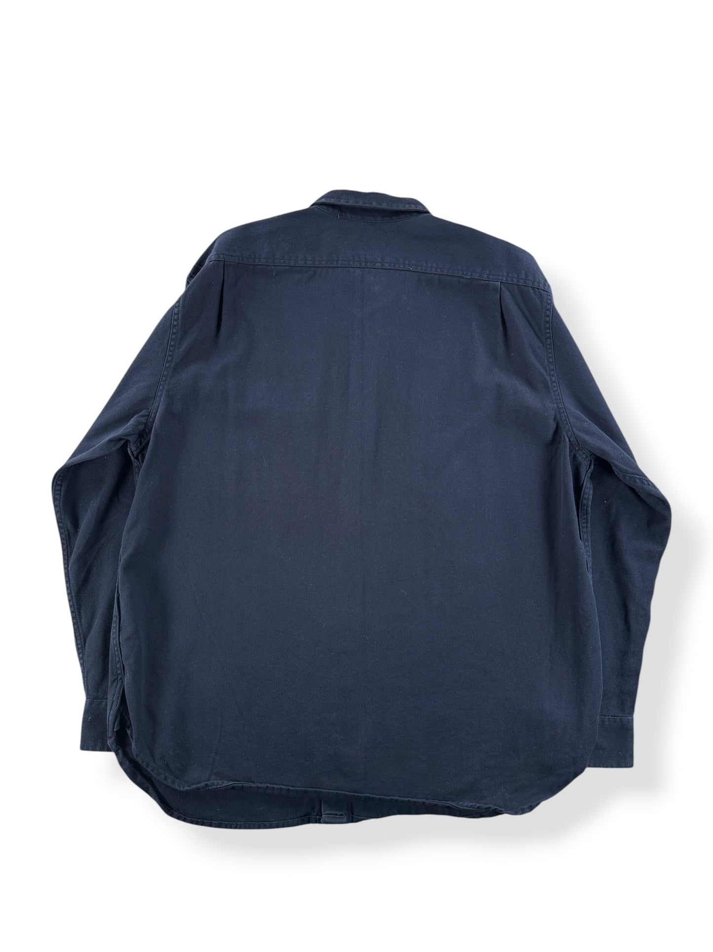 Back of Filson 6-Oz Drill Chino Shirt Storm Navy SZ XL