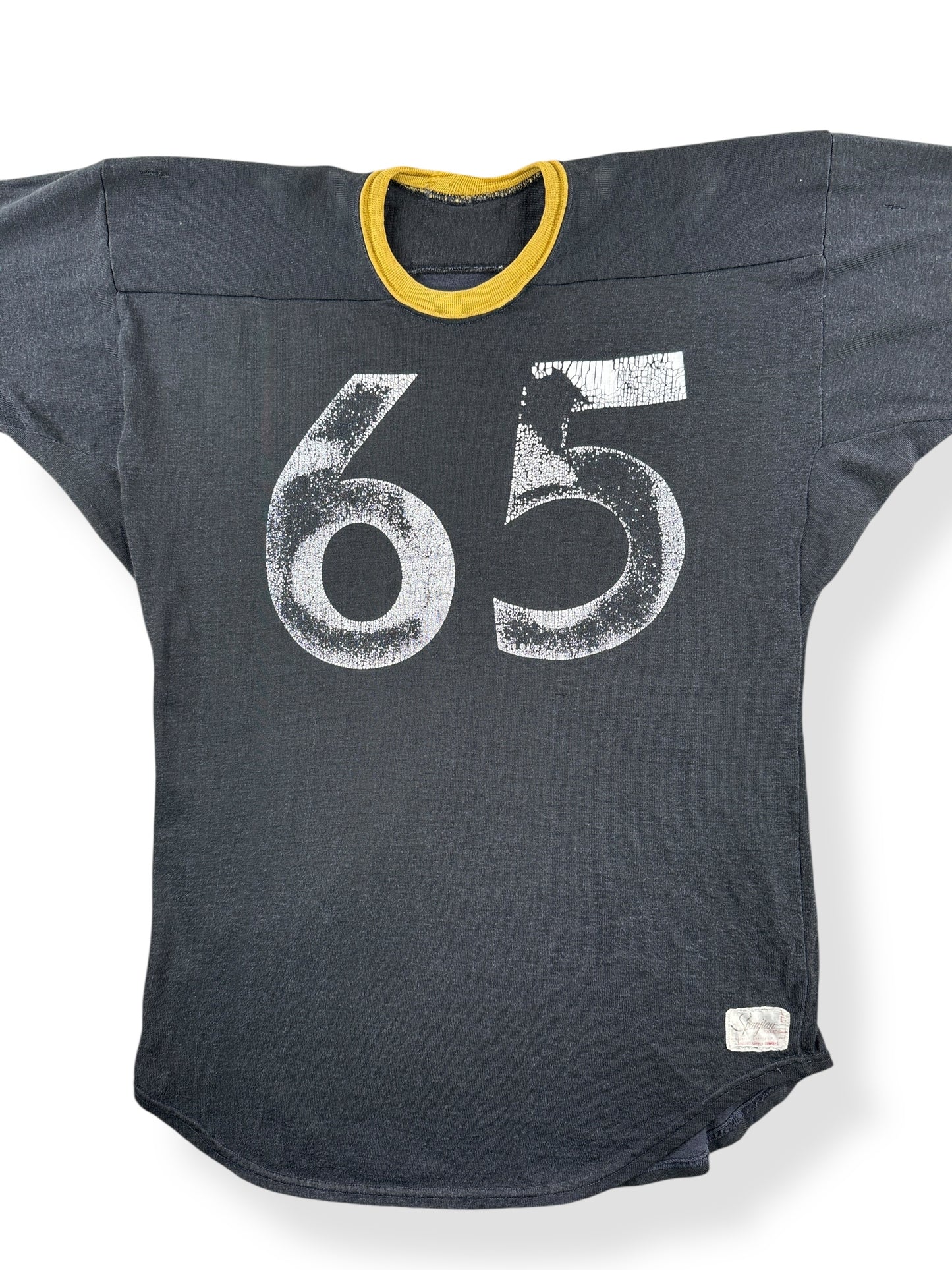 Front Close Up of Vintage 1950s Durene Iowa Football Jersey SZ XXL