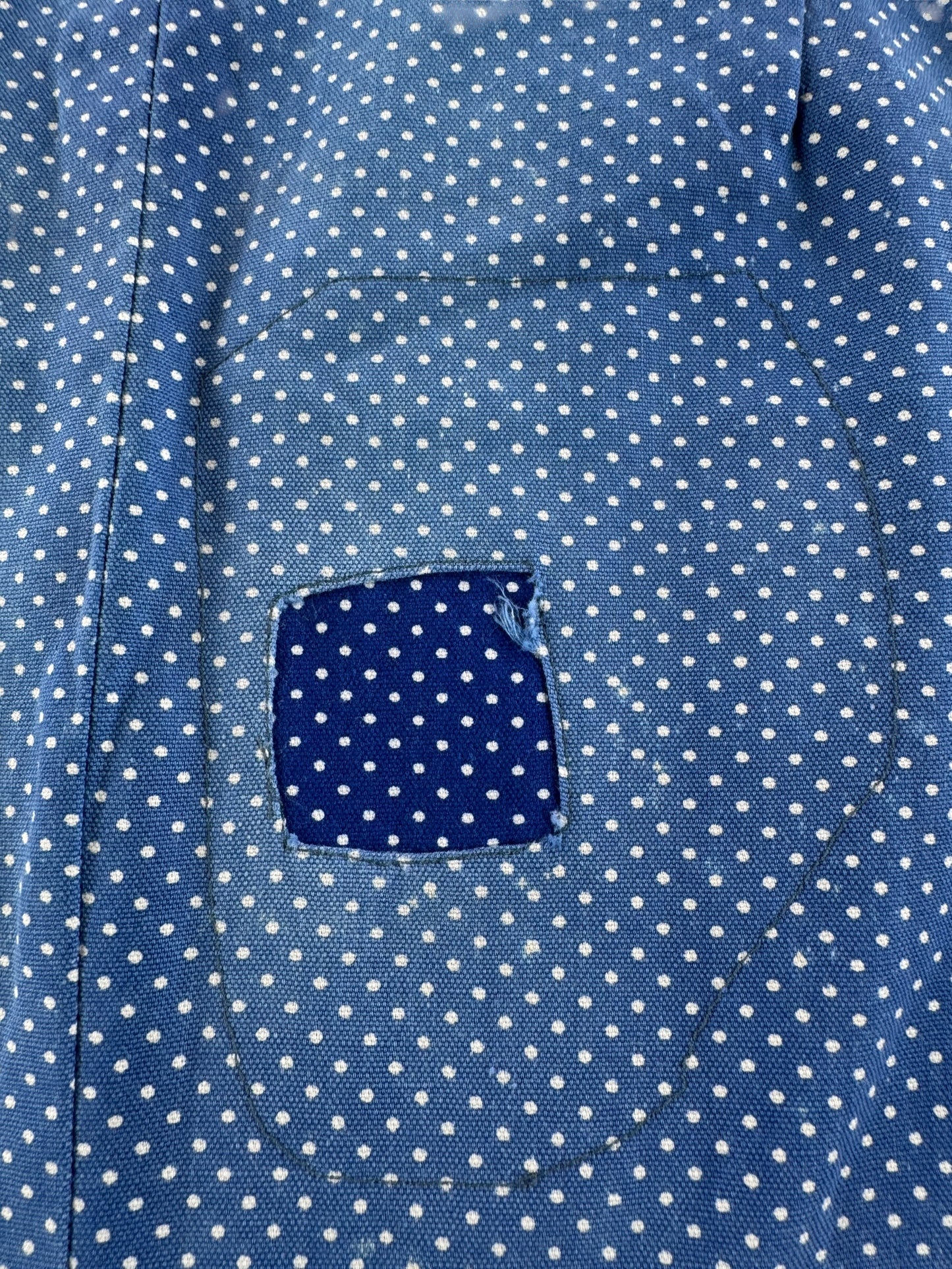 Repair on Vintage 1970s Polka Dot Top With Repairs SZ M
