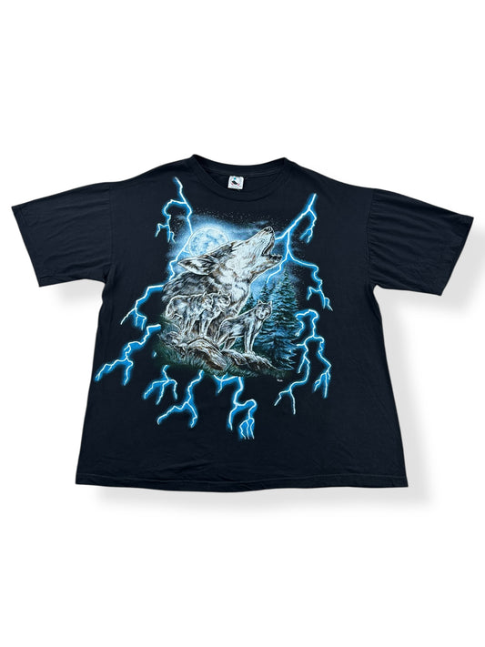 Front of Vintage American Thunder Wolf Tee SZ XXL