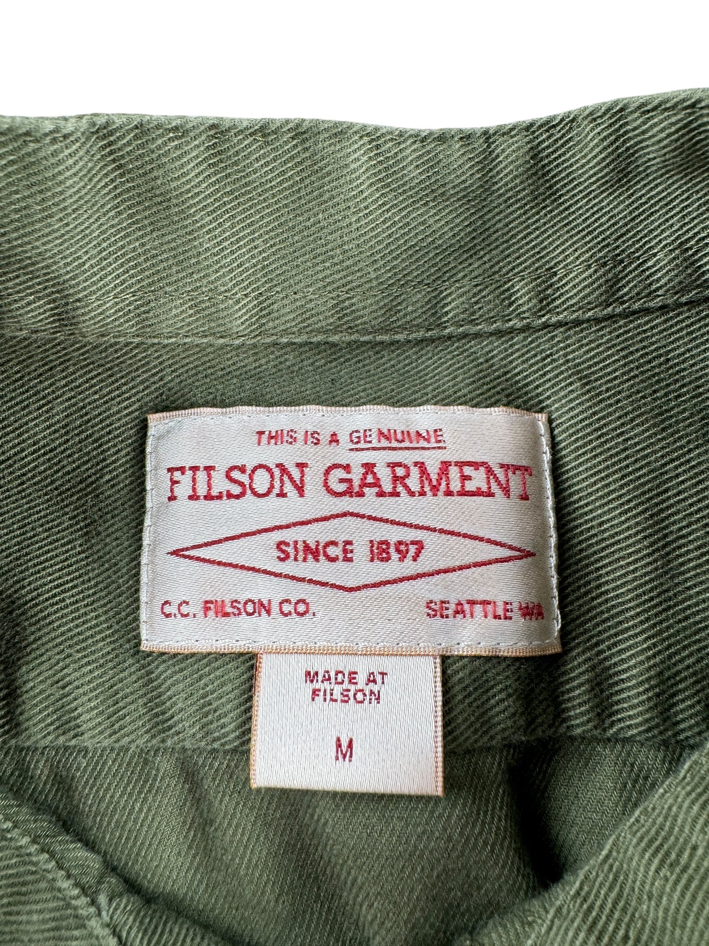 Tag on Filson Production Sample Shirt Jacket SZ M