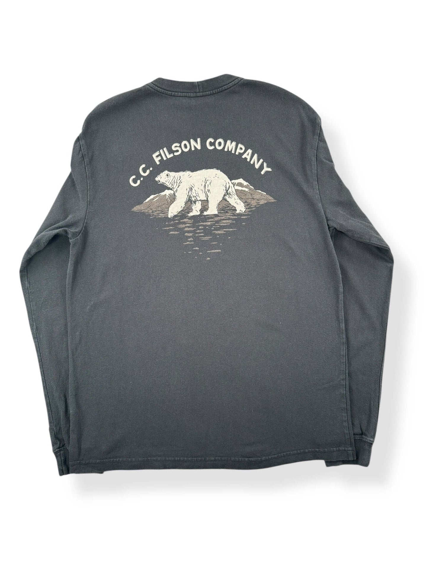 Back of Filson Polar Bear Long Sleeve Pioneer Long Sleeve Tee SZ M