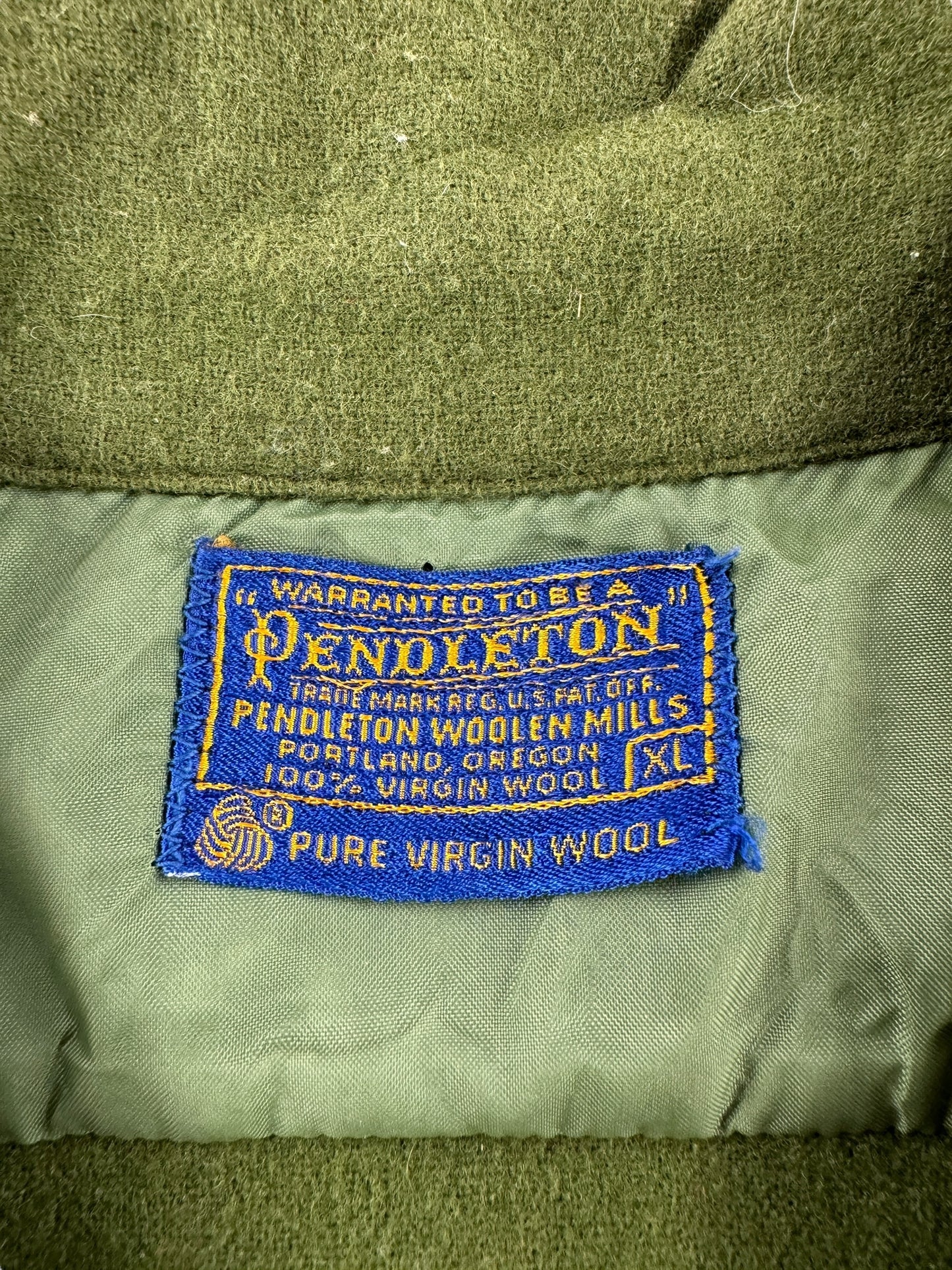 Tag on Vintage Loop Collar Green Pendleton Shirt SZ XL
