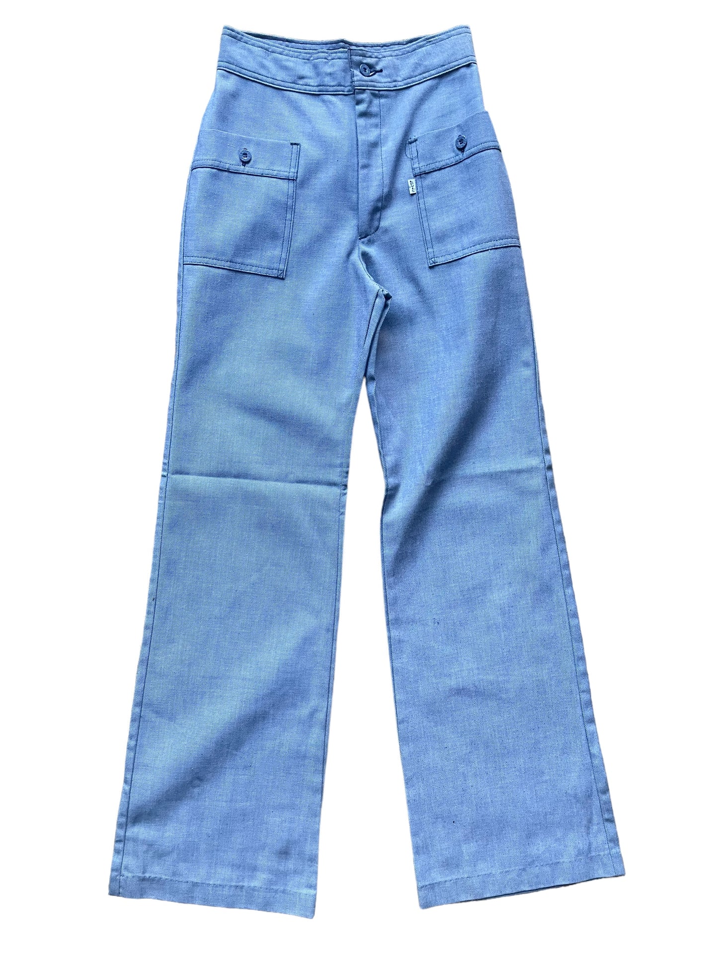 Full front view of Vintage 1970s Deadstock Levi's Wide Leg Trousers W25 | Barn Owl Vintage Seattle | Vintage Denim