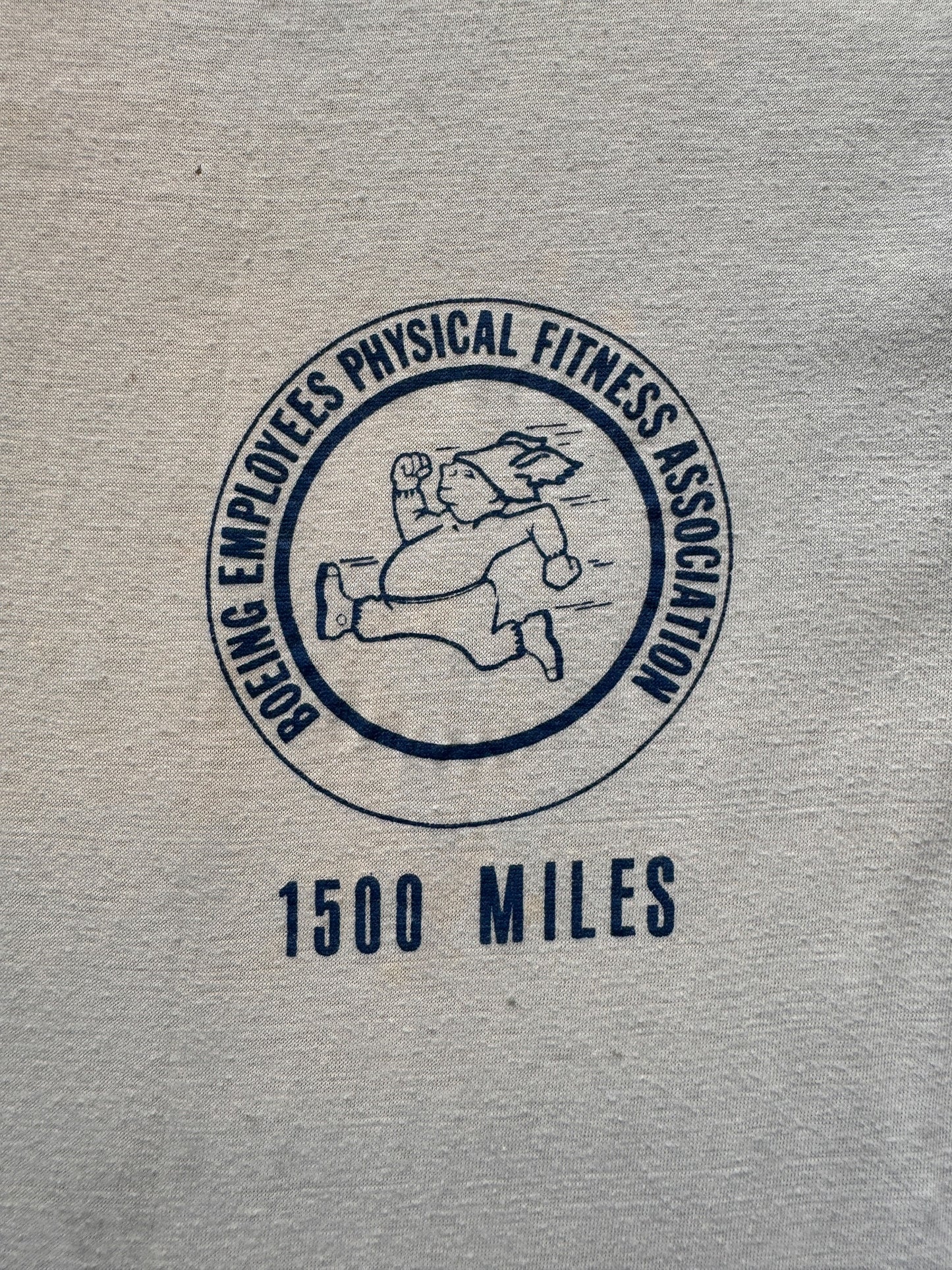 graphic on Vintage Boeing Employee Fitness Tee SZ M-L