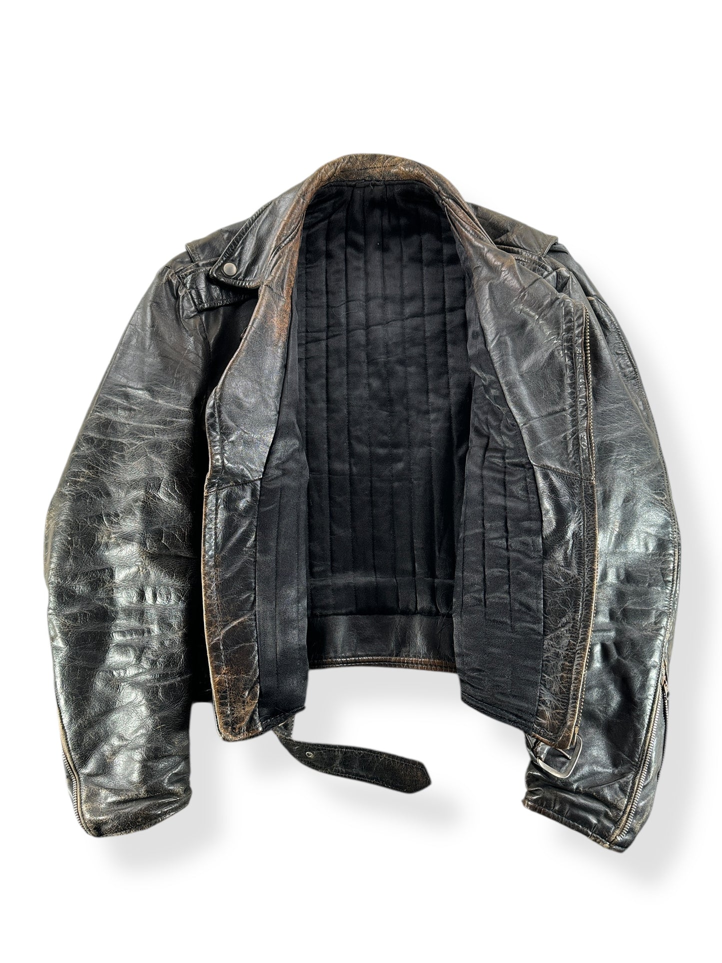 Inside of Vintage 60's Era Biker Leather Jacket SZ M