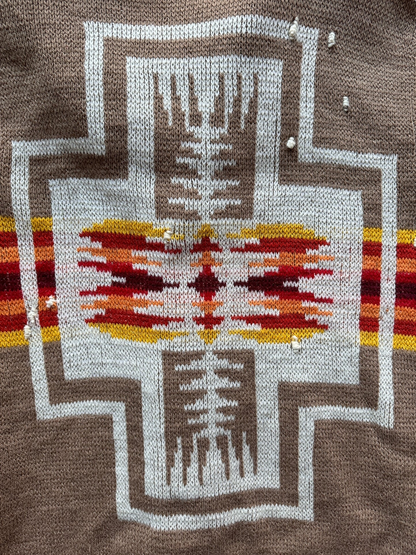 Back Design on Vintage Repaired Pendleton Western Wear Shawl Collar Sweater SZ M