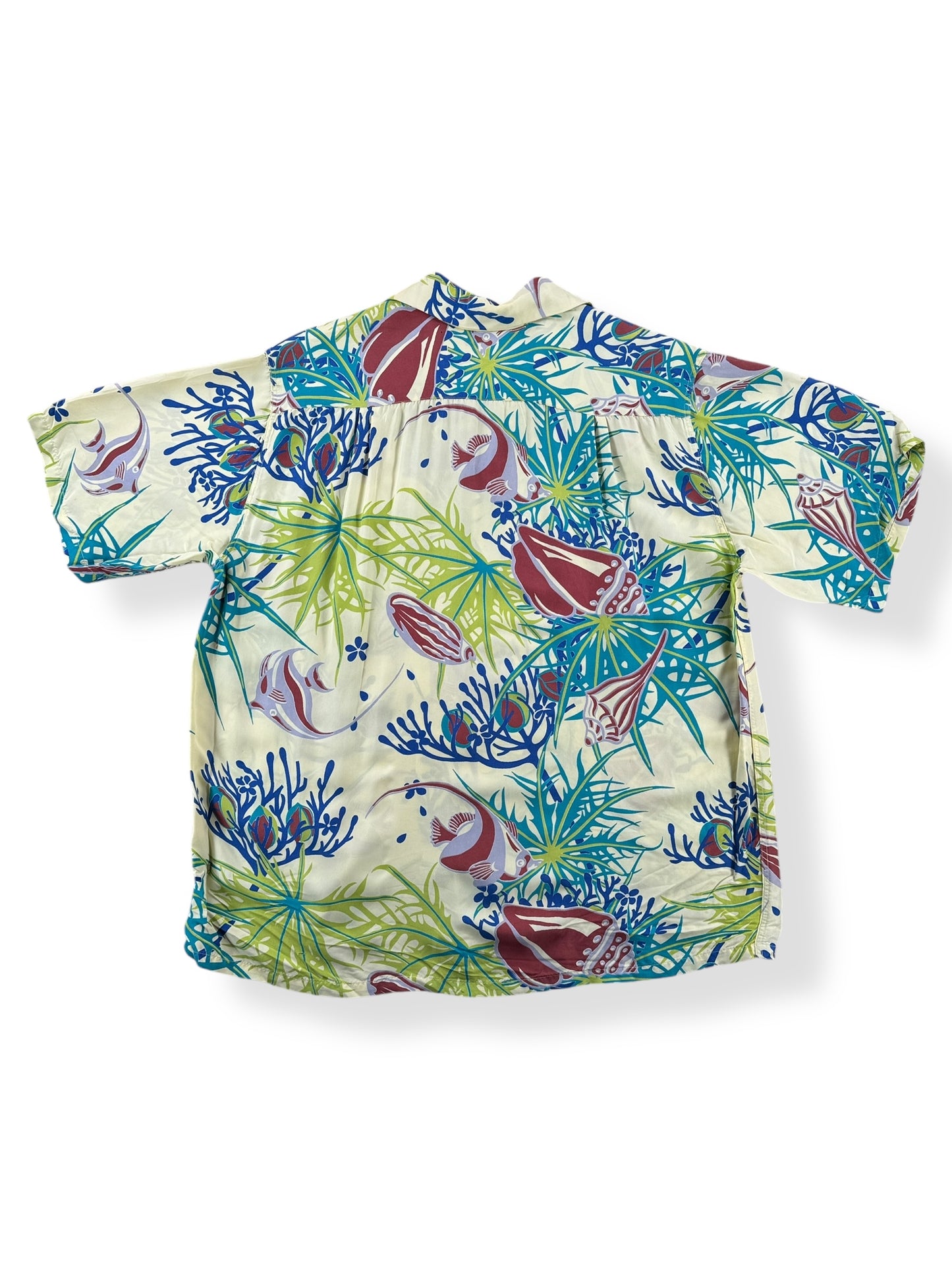Back of Vintage Undersea Kamehameha Aloha Shirt SZ L
