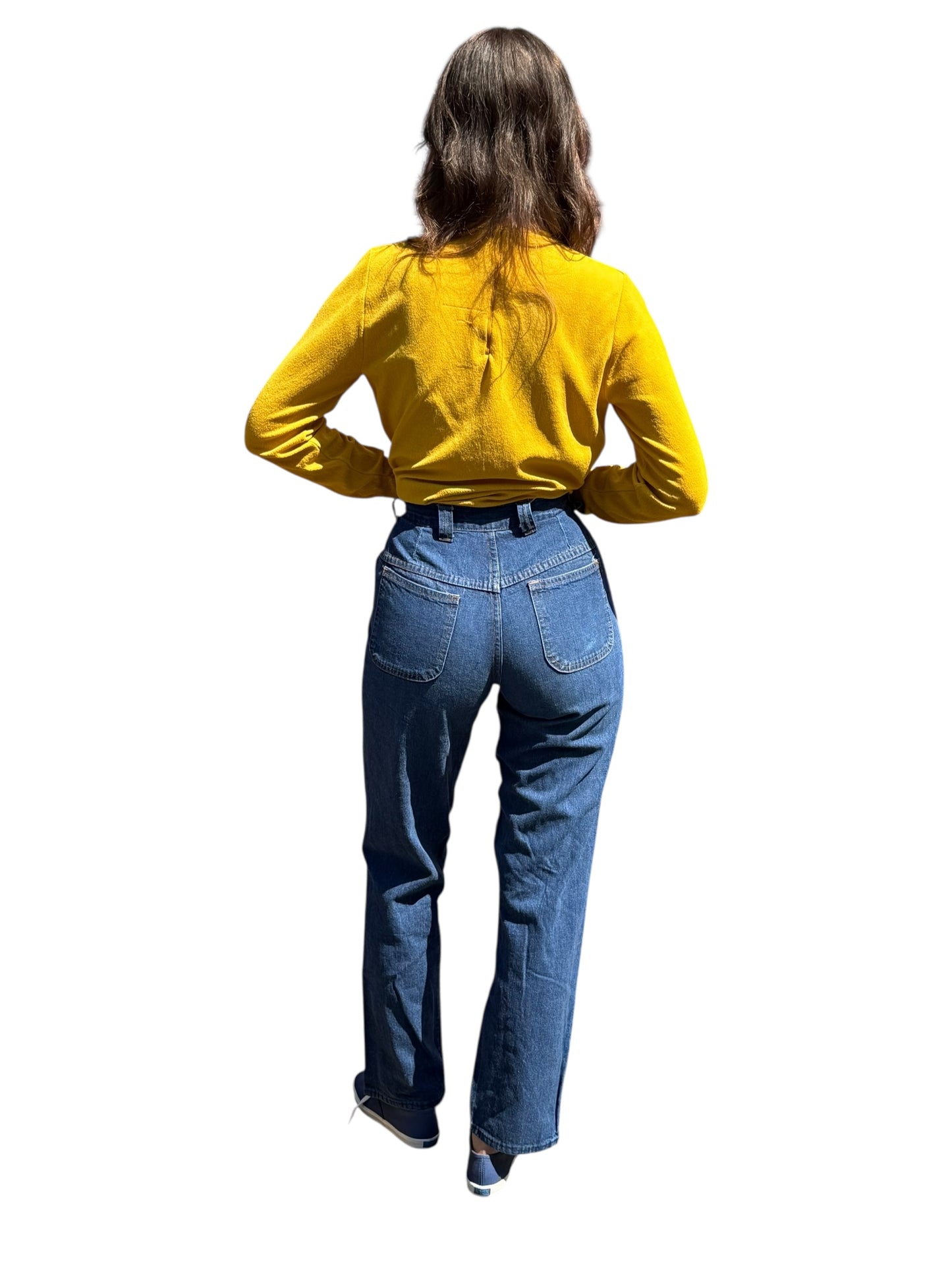 Rear On Body View of Vintage Ladies Dungarees W28