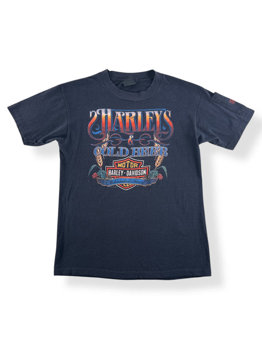 Front of Vintage Harley Davidson 3D Emblem Tee with Smoke Pocket SZ S